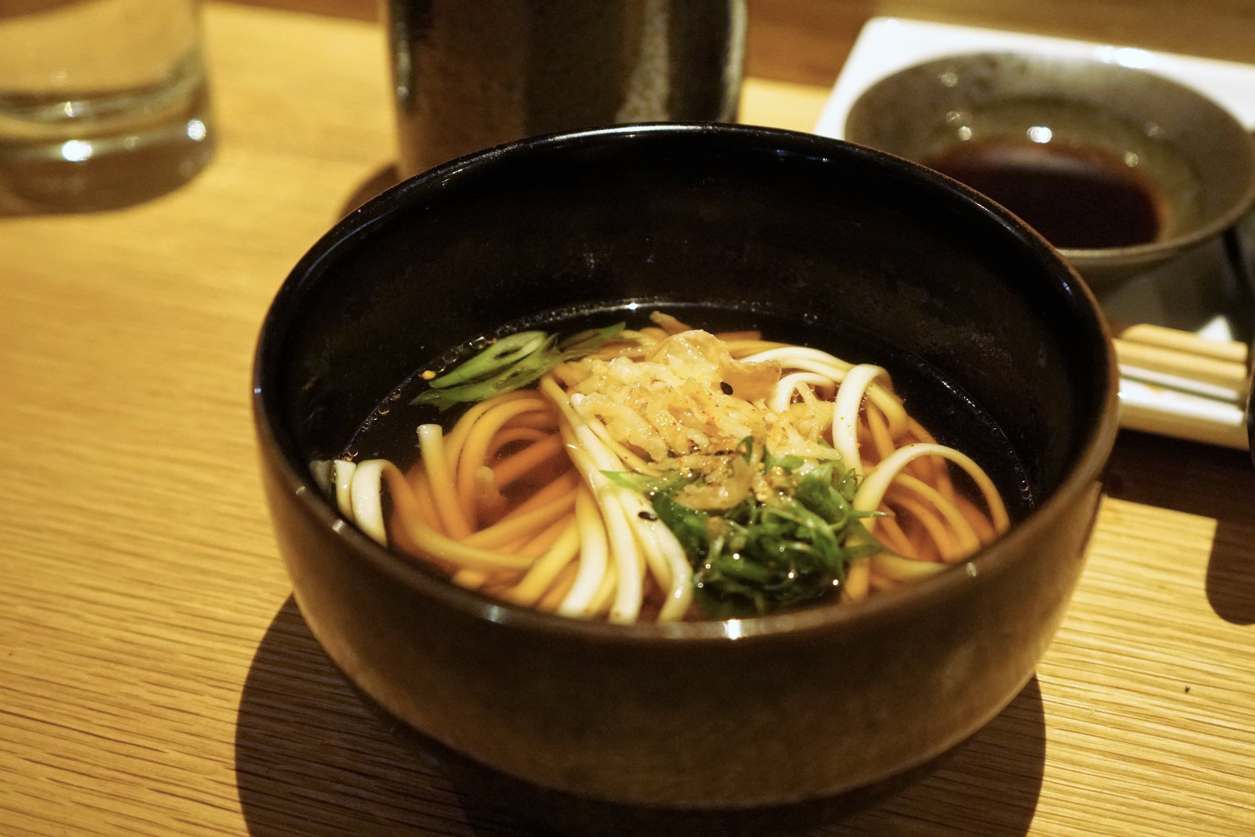 Hot Udon with Spinach and Scallion at DOMODOMO in New York City