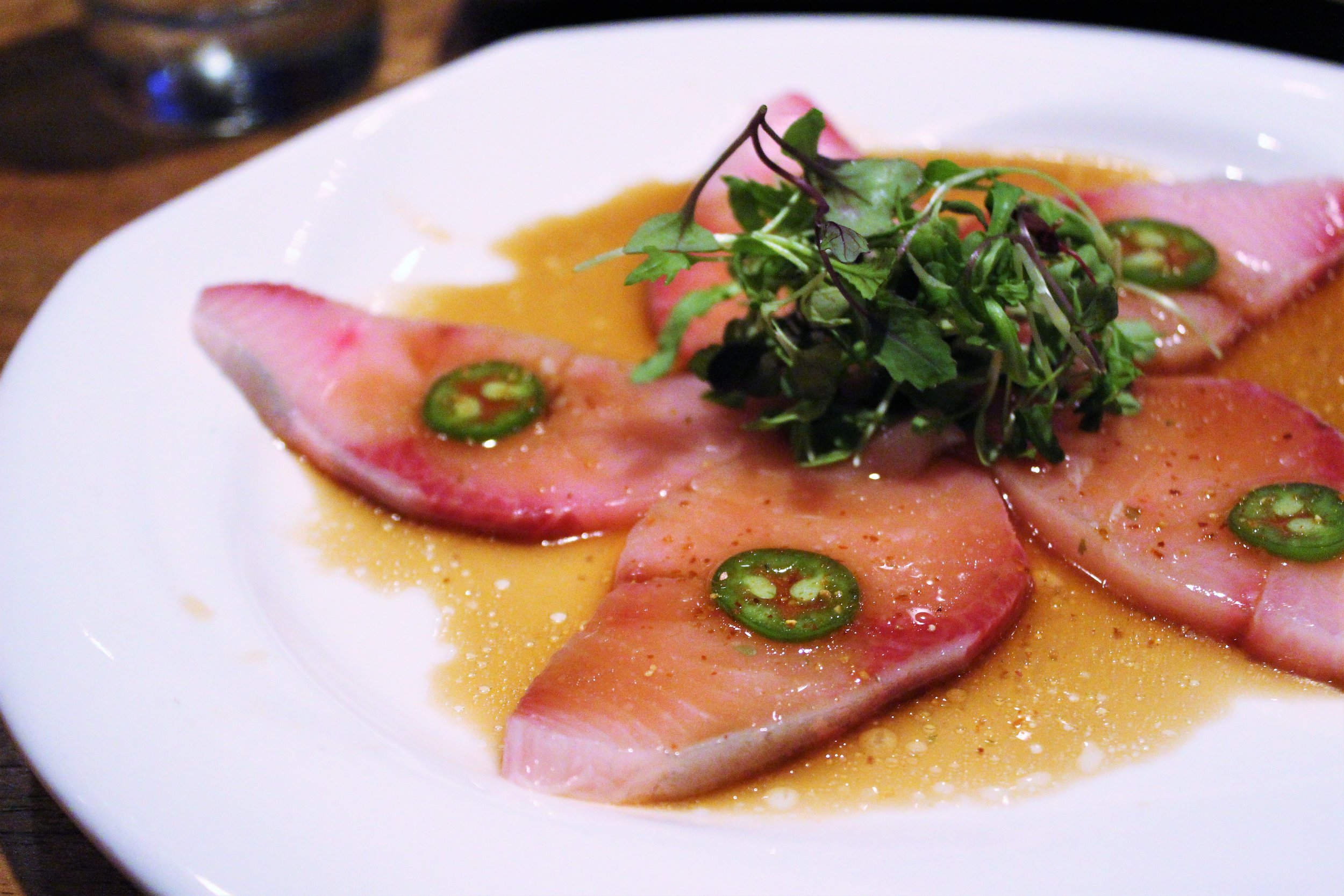 Jalapeno Hamachi at Crudo in Boston