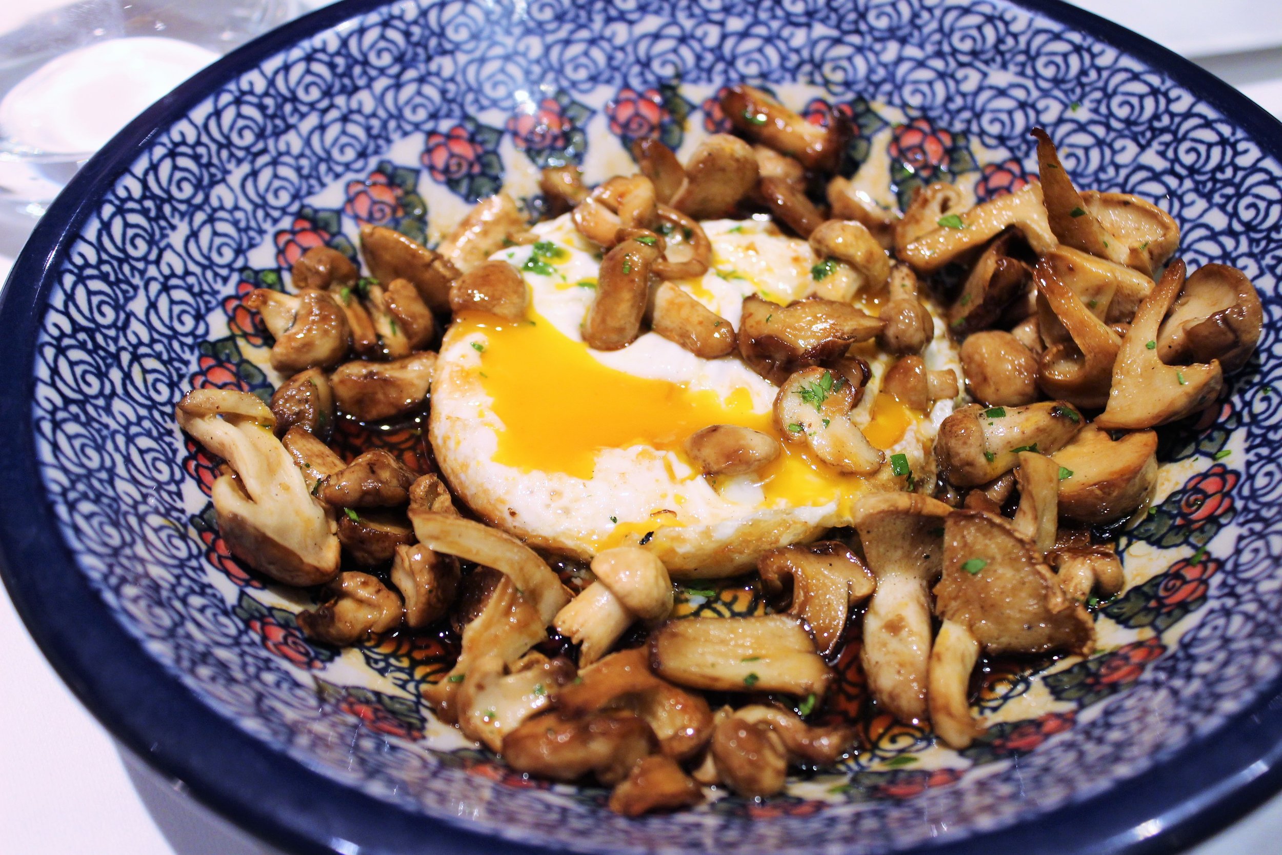 Wild Mushrooms with Farm Egg at Igueldo in Barcelona