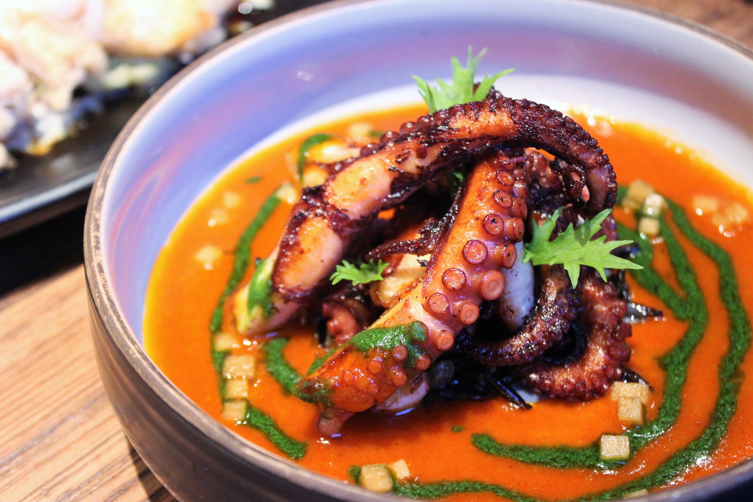 Slow Cooked Baby Octopus with Butter Gochujang at Oiji in New York City