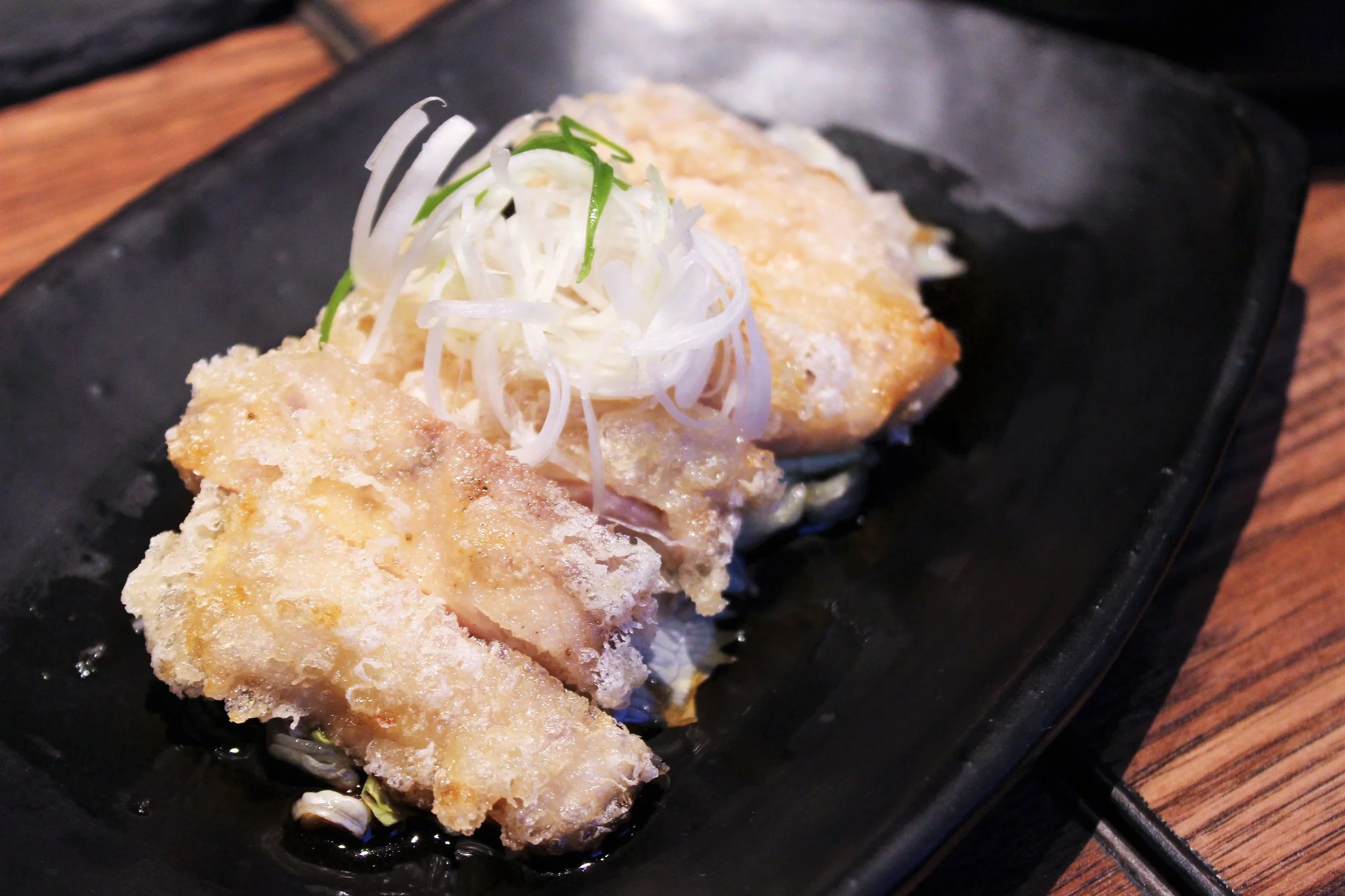 Fried Chicken with Spicy Soy Vinaigrette at Oiji in New York City