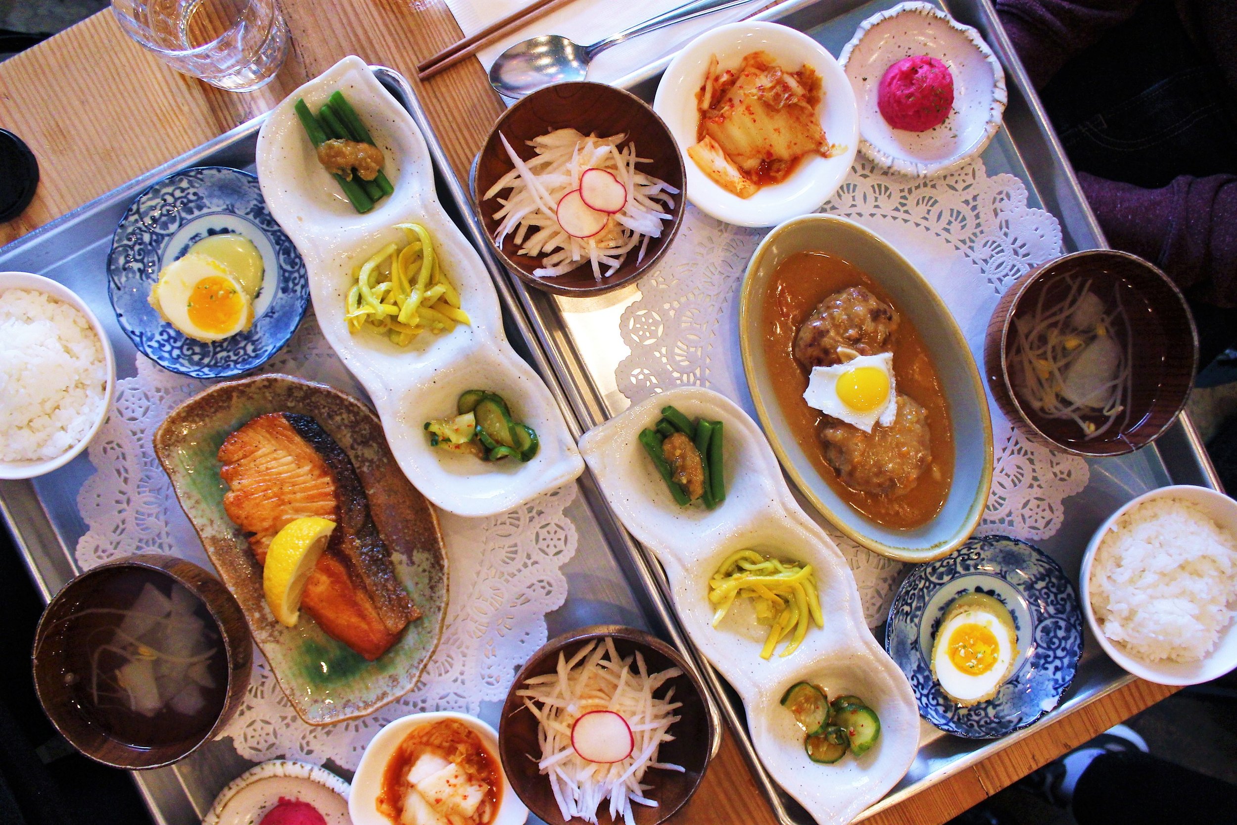 Brunch spread at Her Name is Han in New York City