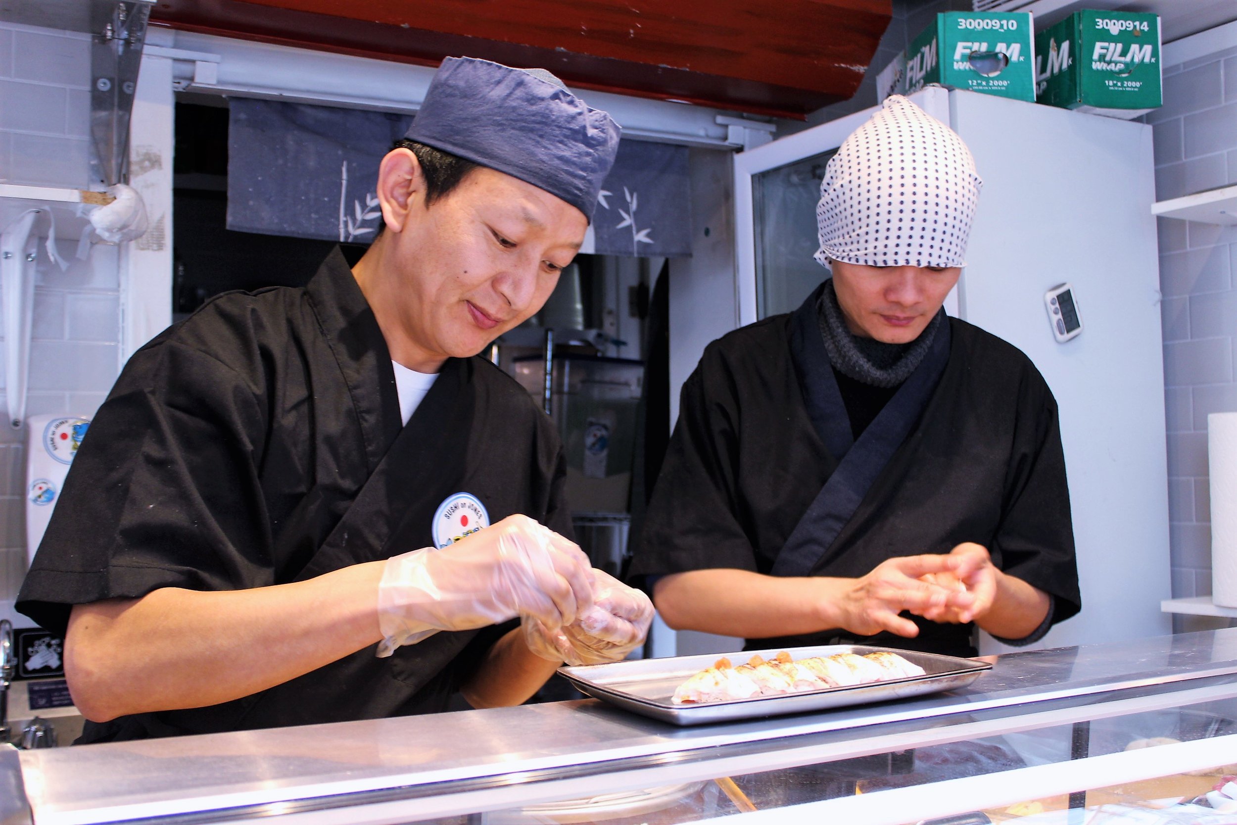 Preparing the sushi!