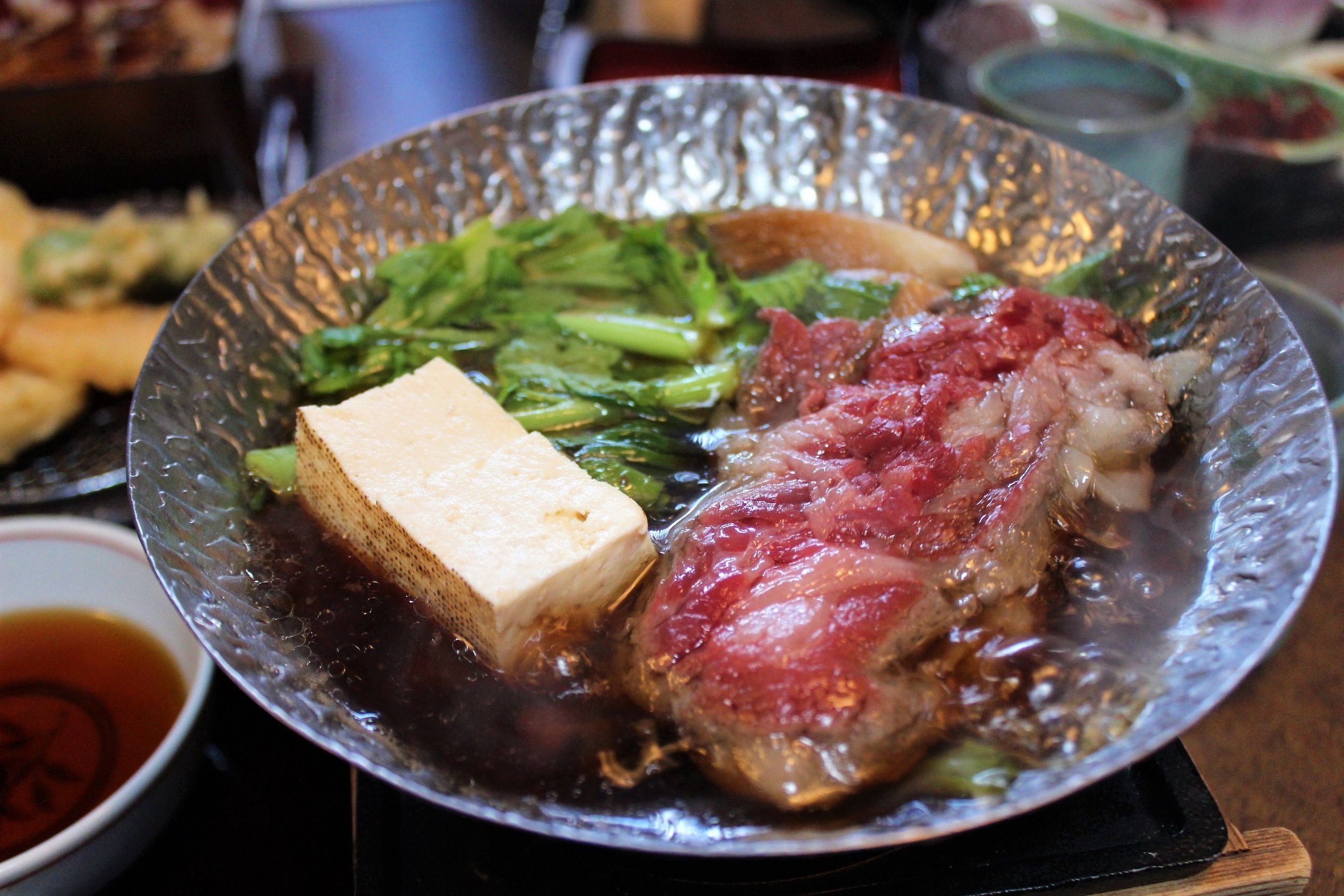 Beef Sukiyaki at Edogawa Naramachi in Nara, Japan