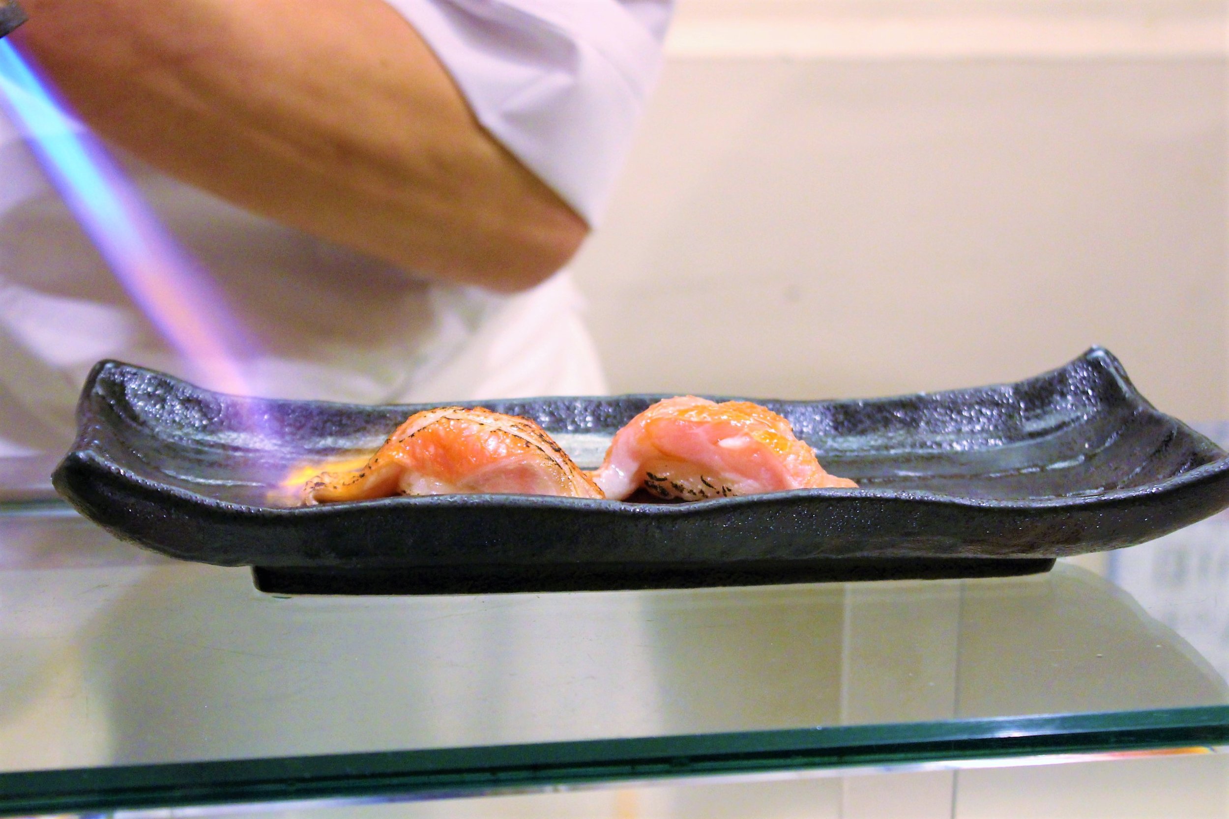 Torching the Alfonsino at Yamazaki in Tokyo, Japan