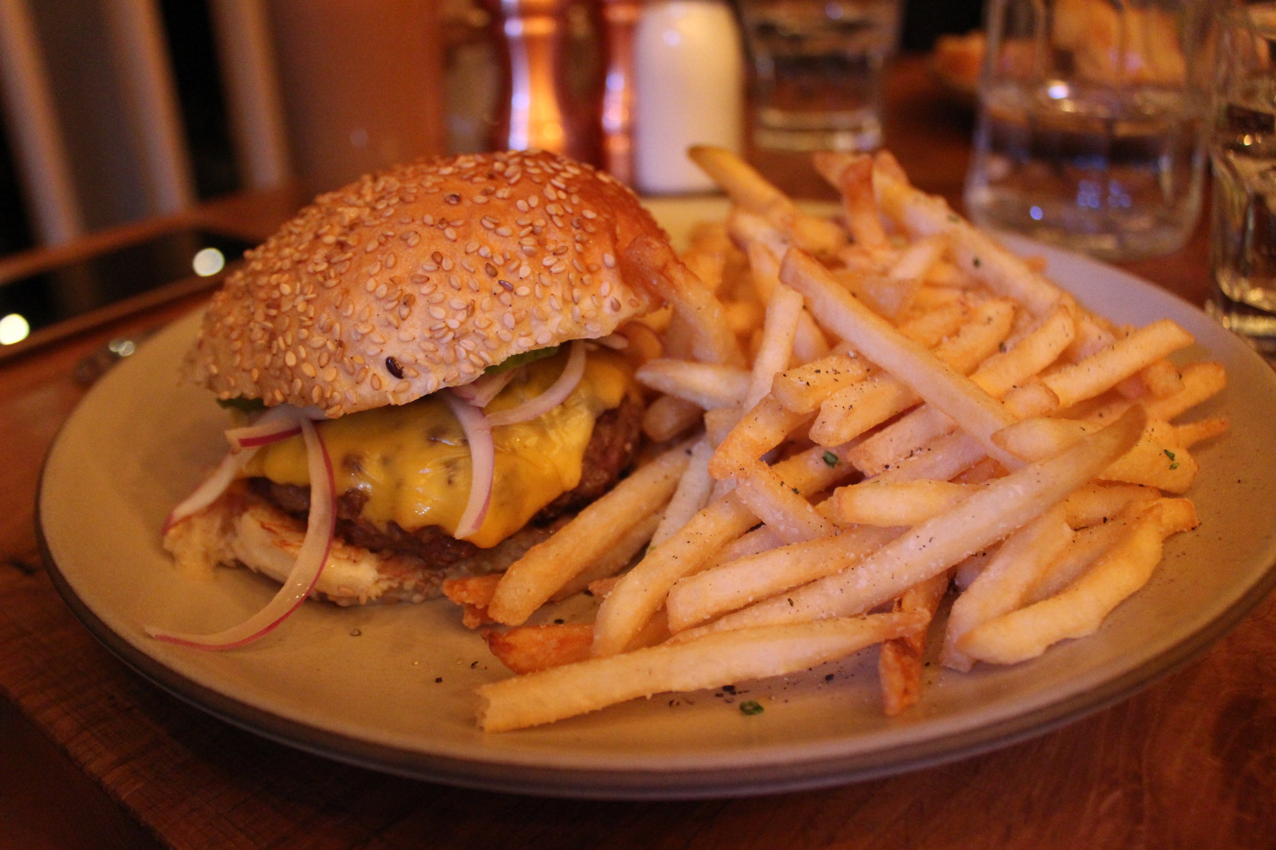 Covina Burger and Fries (Special Sauce, American Cheese, Egg, Dash Pickle)