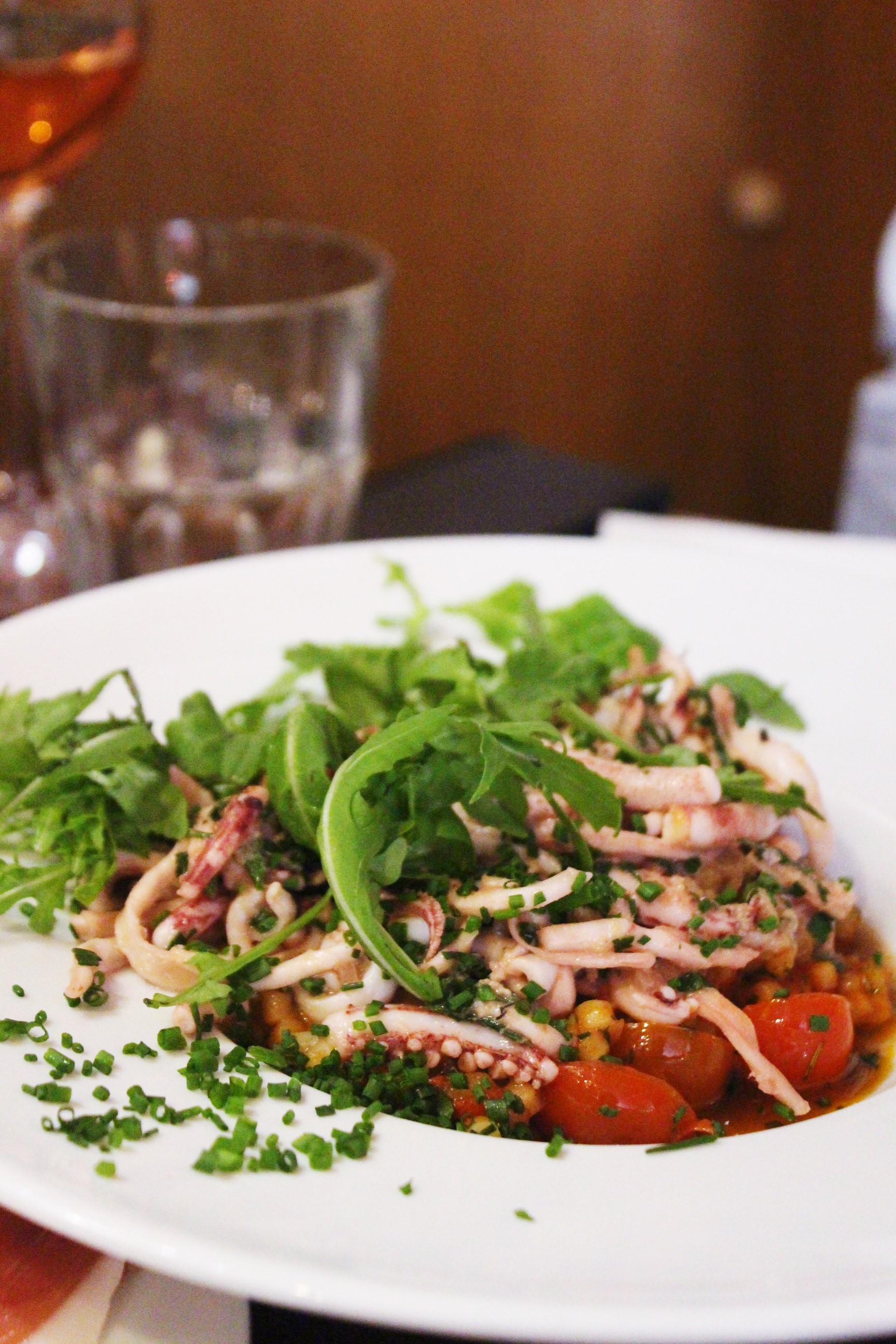 Calamari With Parsley, Ginger &amp; Sesame; Sardinian Fregola With Cherry Tomatoes