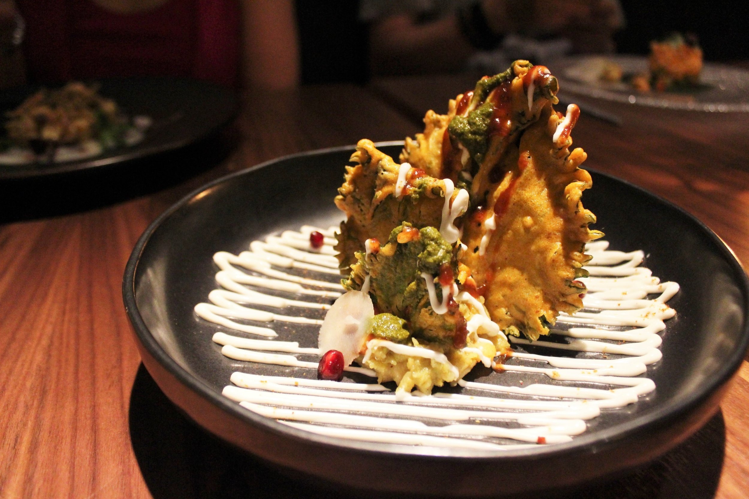 Shiso Leaf Chaat, Water Chestnuts