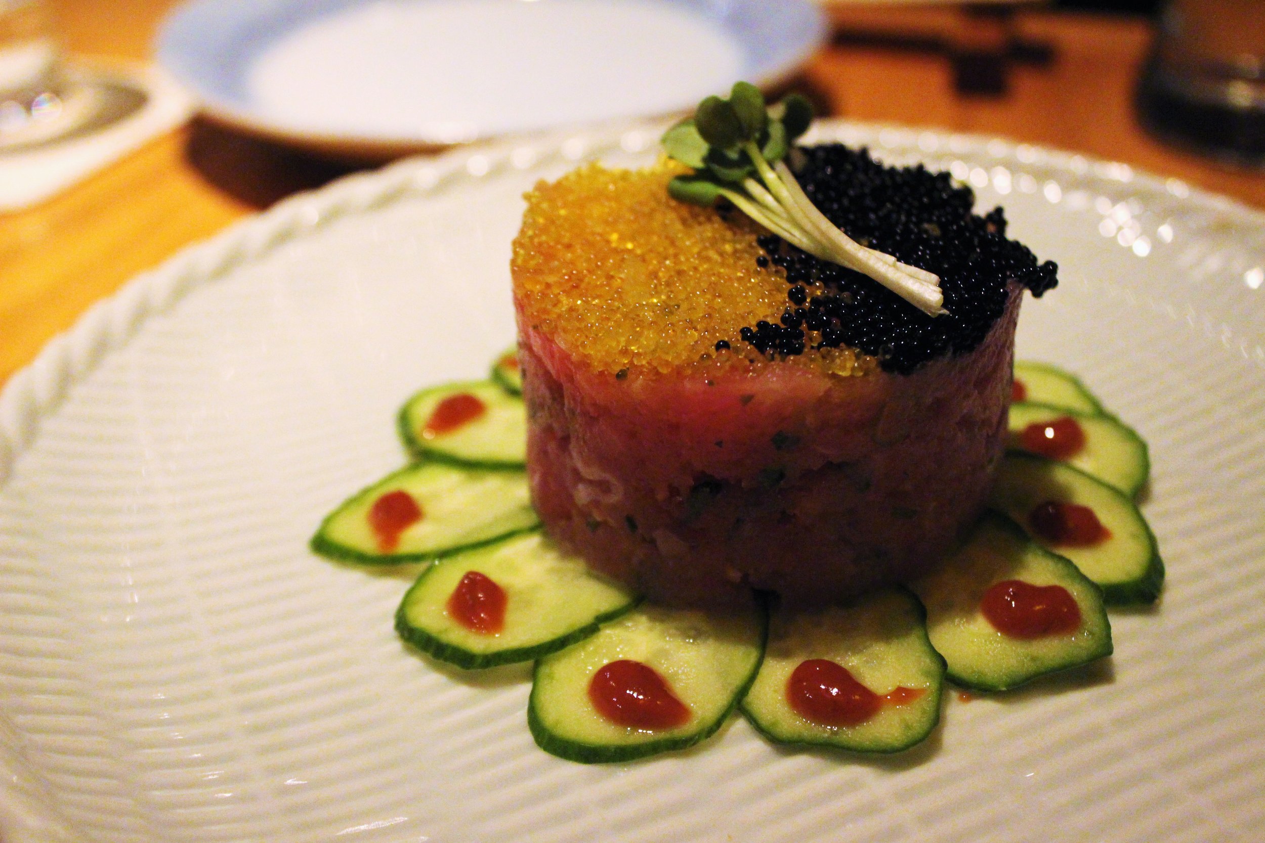 Maguro Tartar: Chopped Tuna with Flying Fish Roe and Steeped in Yuzu and Caviar