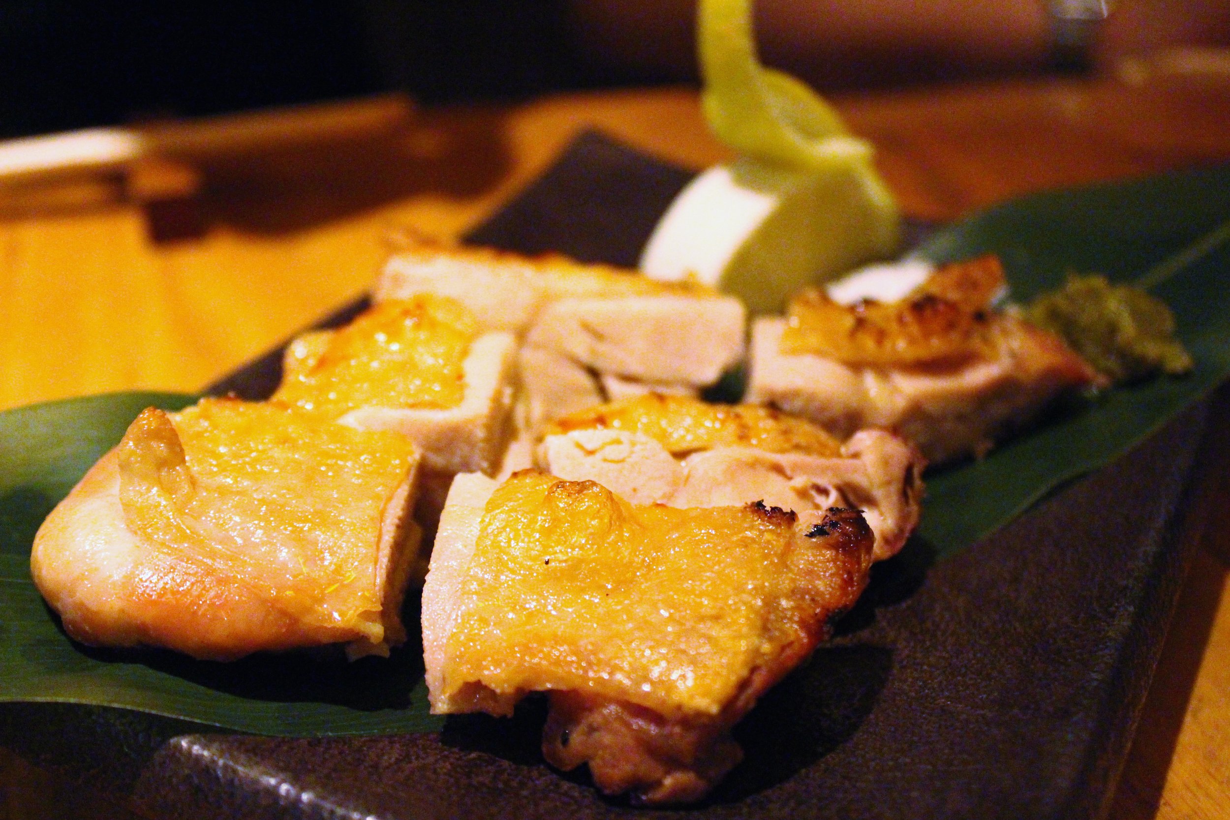Jidori Shioyaki: Grilled Organic Free Range Chicken Served with Sea Salt and "Yuzu" Citrus Pepper