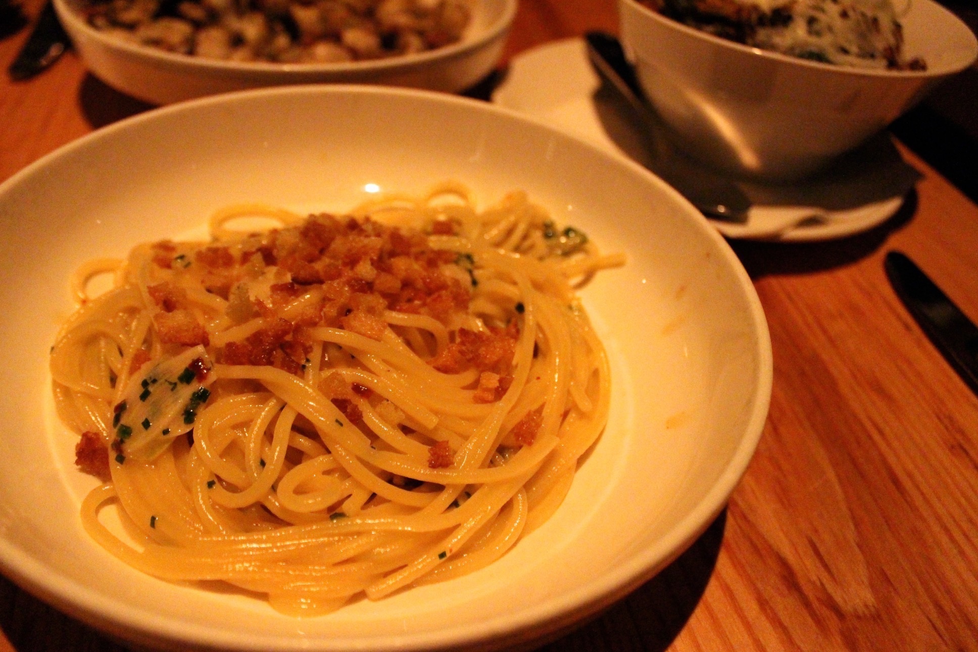 Spaghetti, garlic, chilies, parmesan at L'Artusi