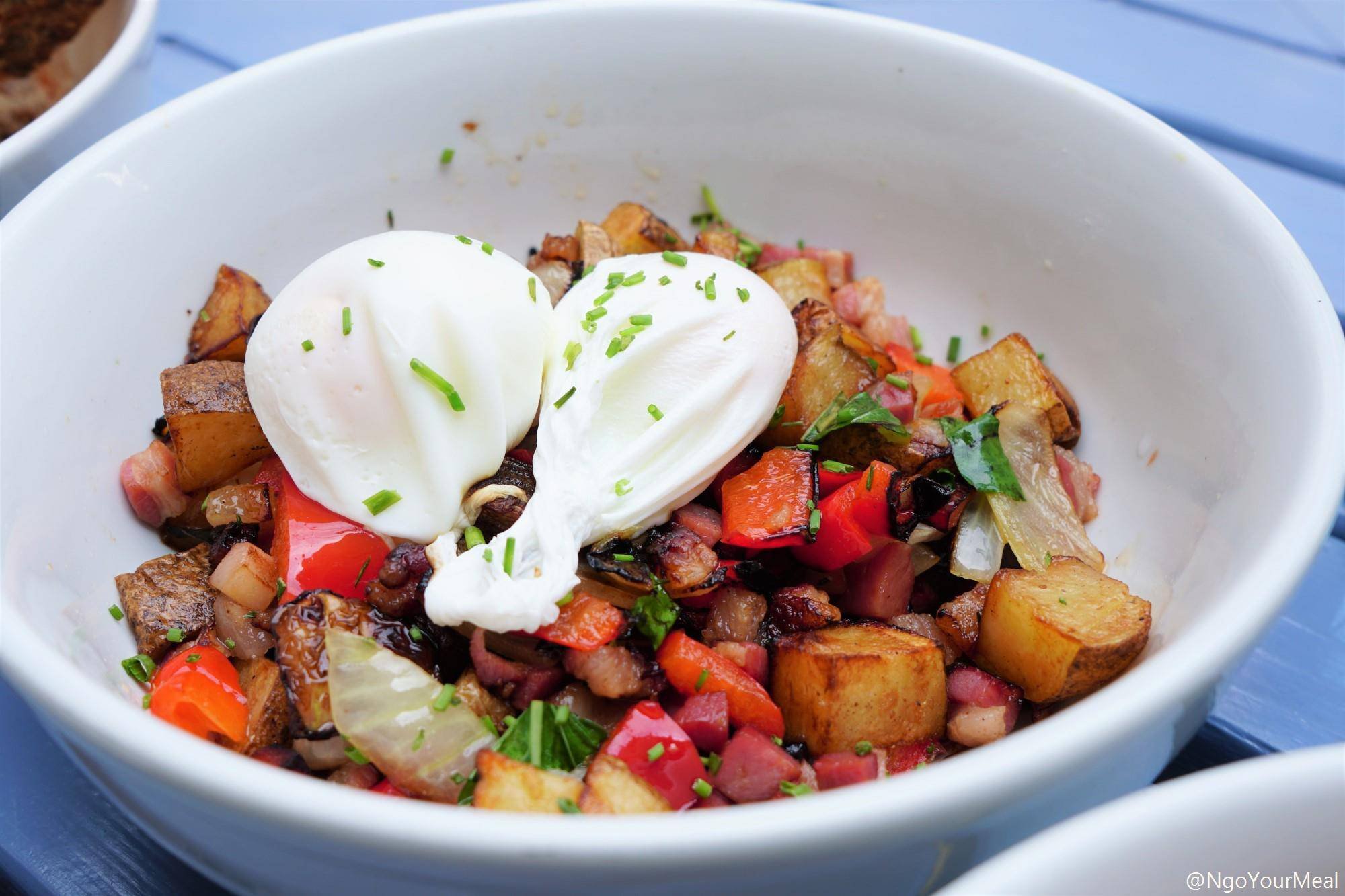 Porchetta Hash with Poached Egg and Calabrian Chile