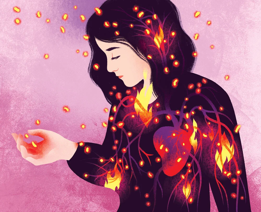  An illustration by Kasia Bogdanska for an article on inflammation and medicine in the May-June 2019 issue of  Harvard Magazine  