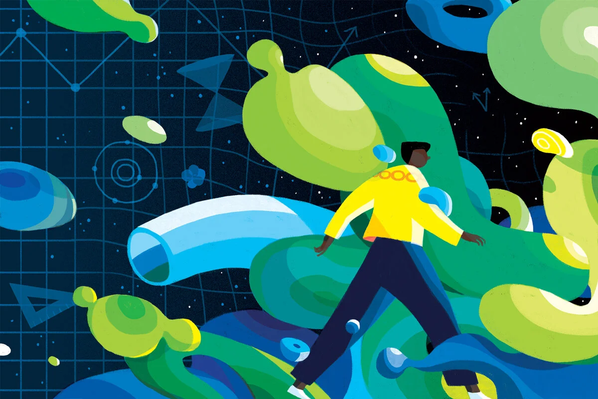  An illustration by Wenting Li for an article about picking a major in the May-June 2018 issue of Harvard Magazine 
