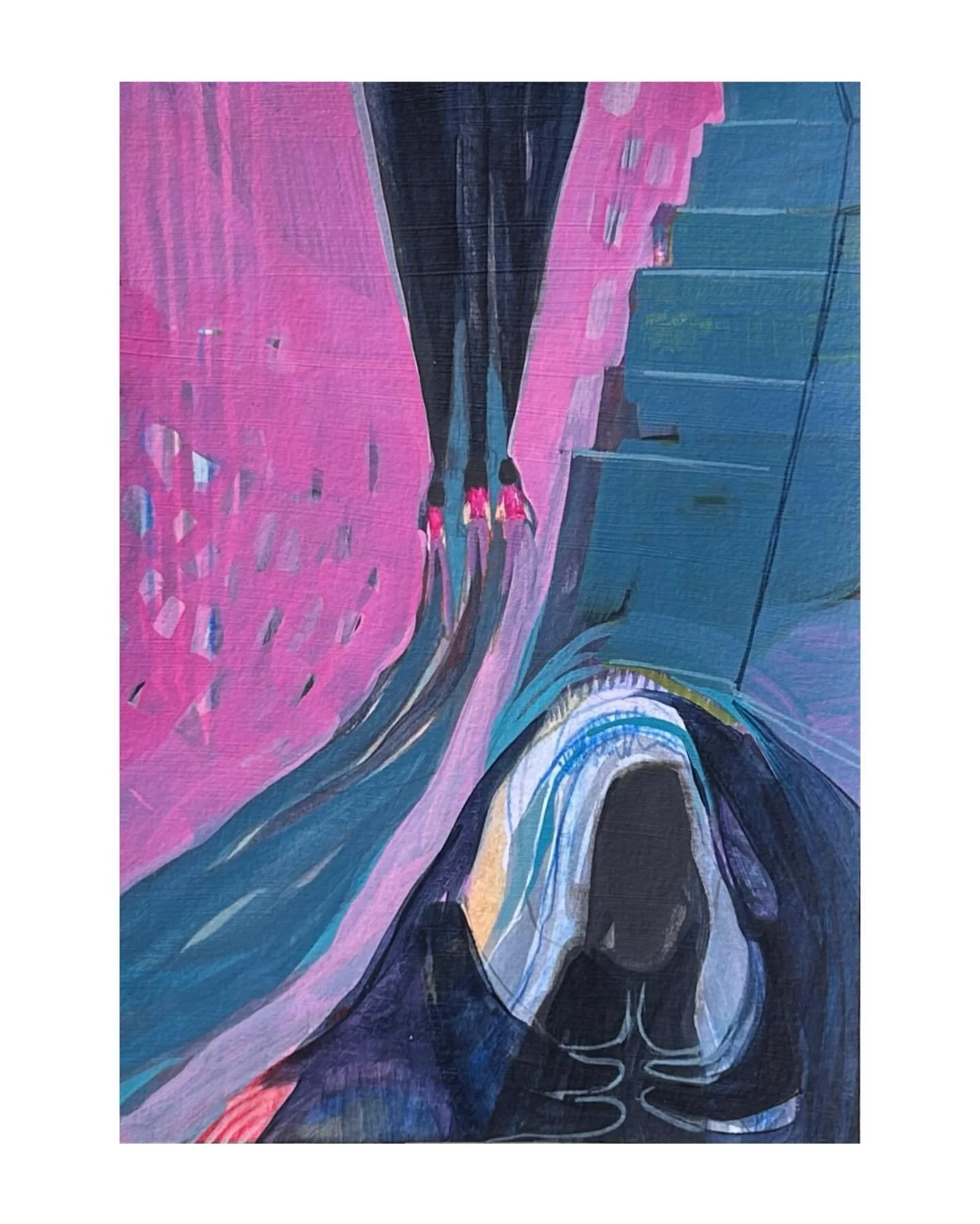 in progress &mdash;
(always ghosts, always pyramids)

.
mixed media on paper 
7&rdquo; x 10&rdquo;

#artistdiary #artonpaper #narrativeart #ghoststories