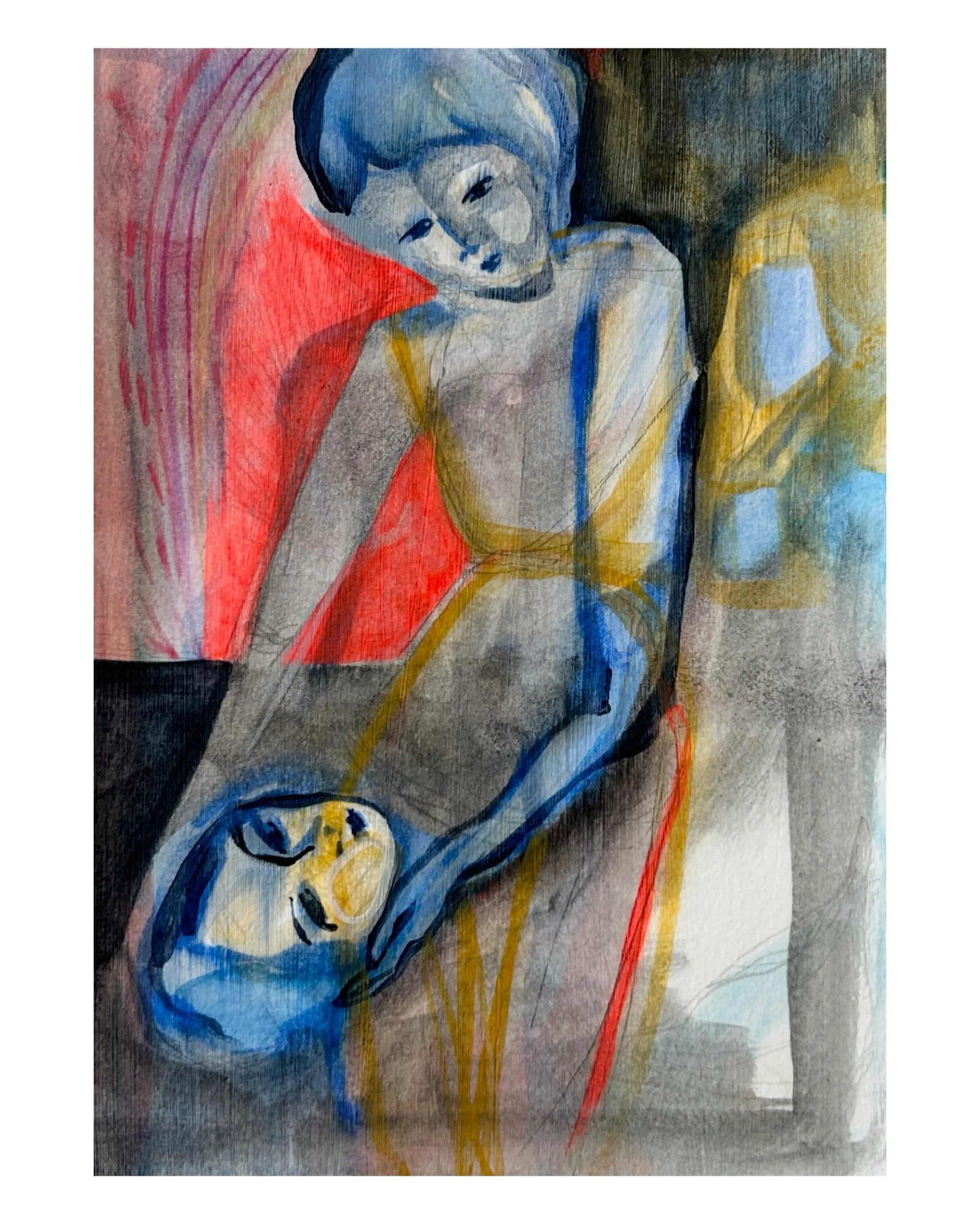 together 

.
watercolor, acrylic, and pencil on paper 
7&rdquo; x 10&rdquo;

#mixedmediadrawing #figurativedrawings #liminal #illustrationart