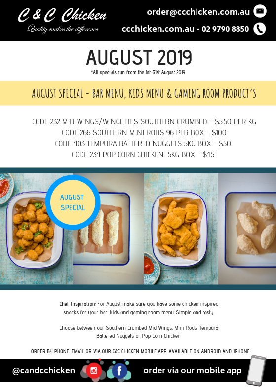 C&amp;C CHICKEN AUGUST SPECIAL 2019