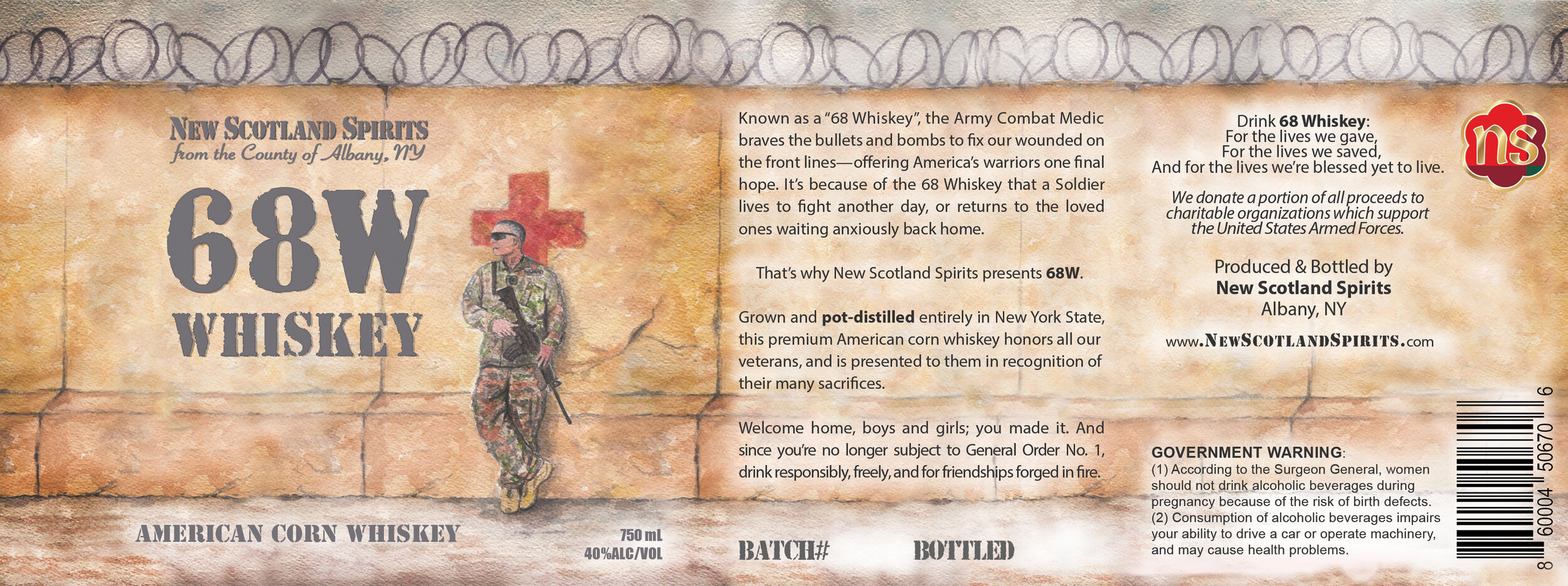 68W by New Scotland Spirits American Corn Whiskey 750ml :: Whiskey