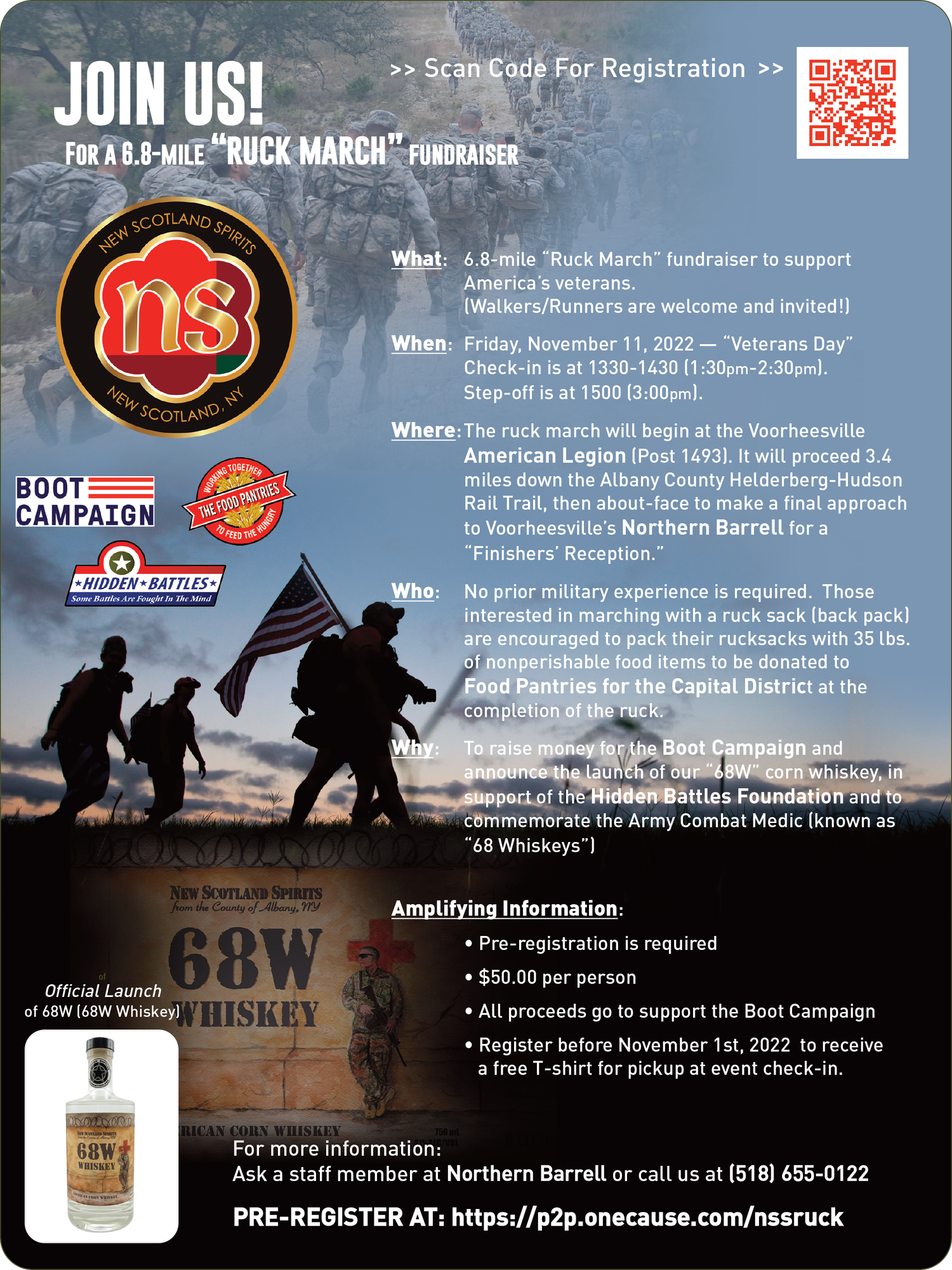 Veterans Day Ruck March Fundraiser & Launch of 68W — New Scotland Spirits