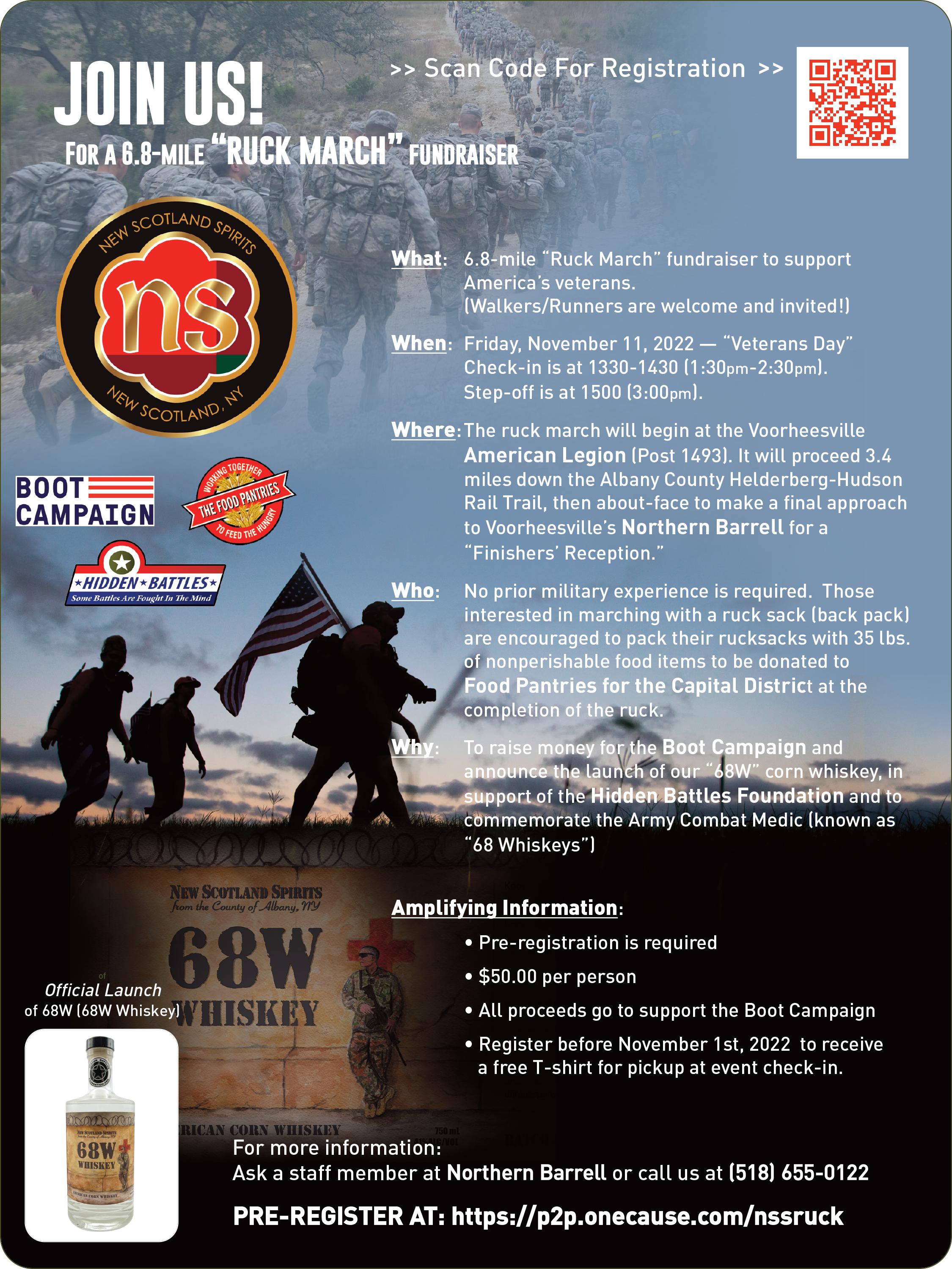 Flyer Ruck March Ribbon Veterans Day Ruck March Fundraiser & Launch of 68W — New Scotland Spirits