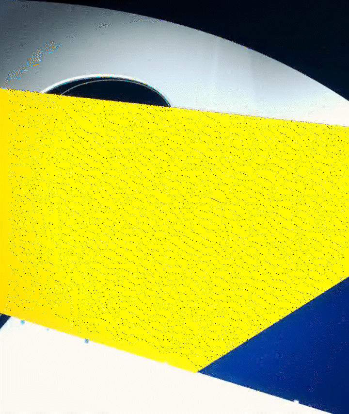 Yellow and blue abstract background with a partial CD shape in the top left corner.