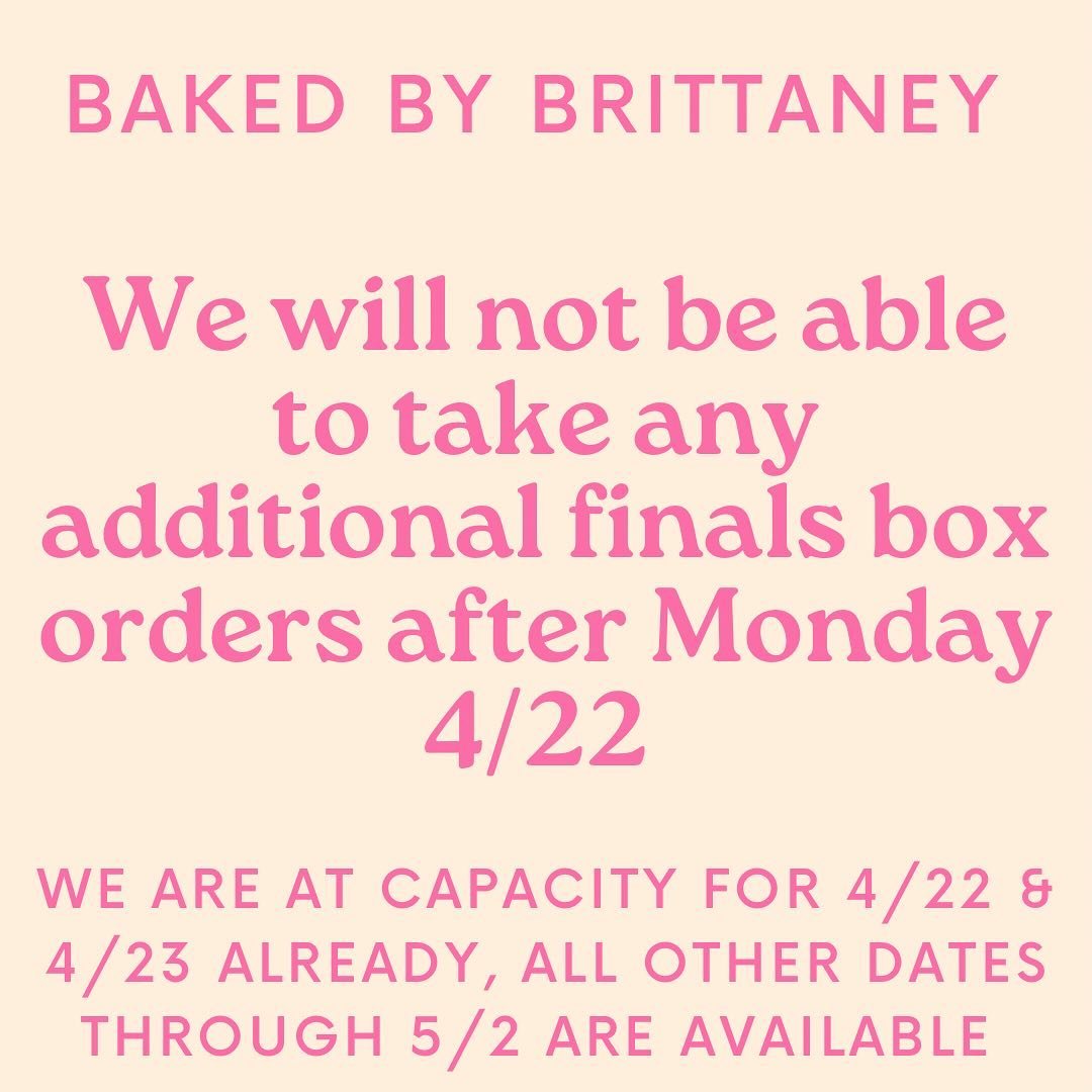 If you were thinking about sending a sweet treat to your Boiler or taking a fun treat into the office to wrap up another semester I wouldn&rsquo;t wait too much longer 😬😬 

Place your orders through the order forms at BakedByBrittaney.com/bakerymen