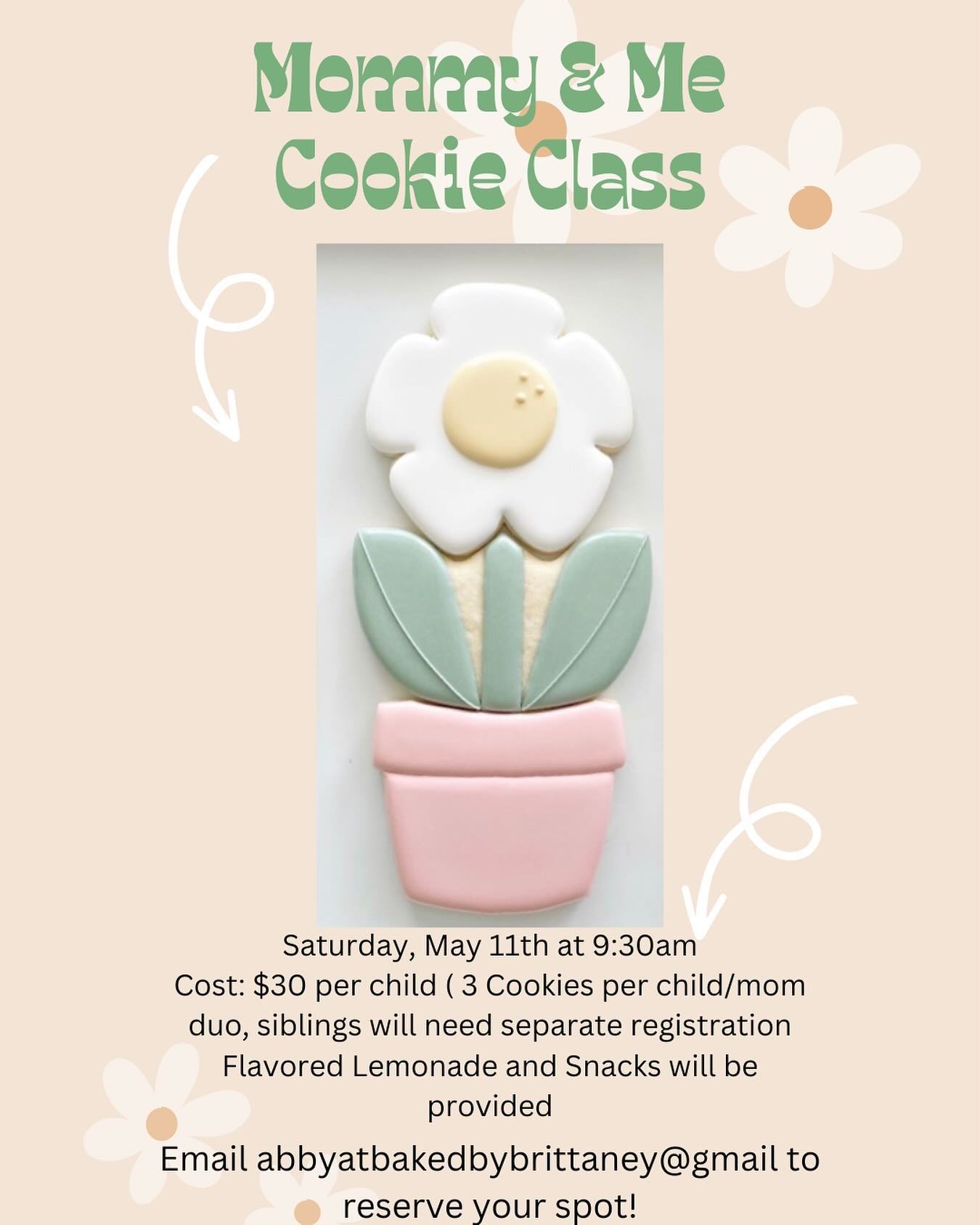 Join us for a cute Mommy &amp; Me morning of sugar cookie decorating 🌷⁣
⁣
Saturday, May 11th at 9:30am at BBB! (𝘤𝘭𝘢𝘴𝘴𝘦𝘴 𝘶𝘴𝘶𝘢𝘭𝘭𝘺 𝘭𝘢𝘴𝘵 𝟷.𝟻 𝘩𝘰𝘶𝘳𝘴) ⁣
⁣
Each mama &amp; kiddo duo will have 3 cookies to decorate, and everyone will