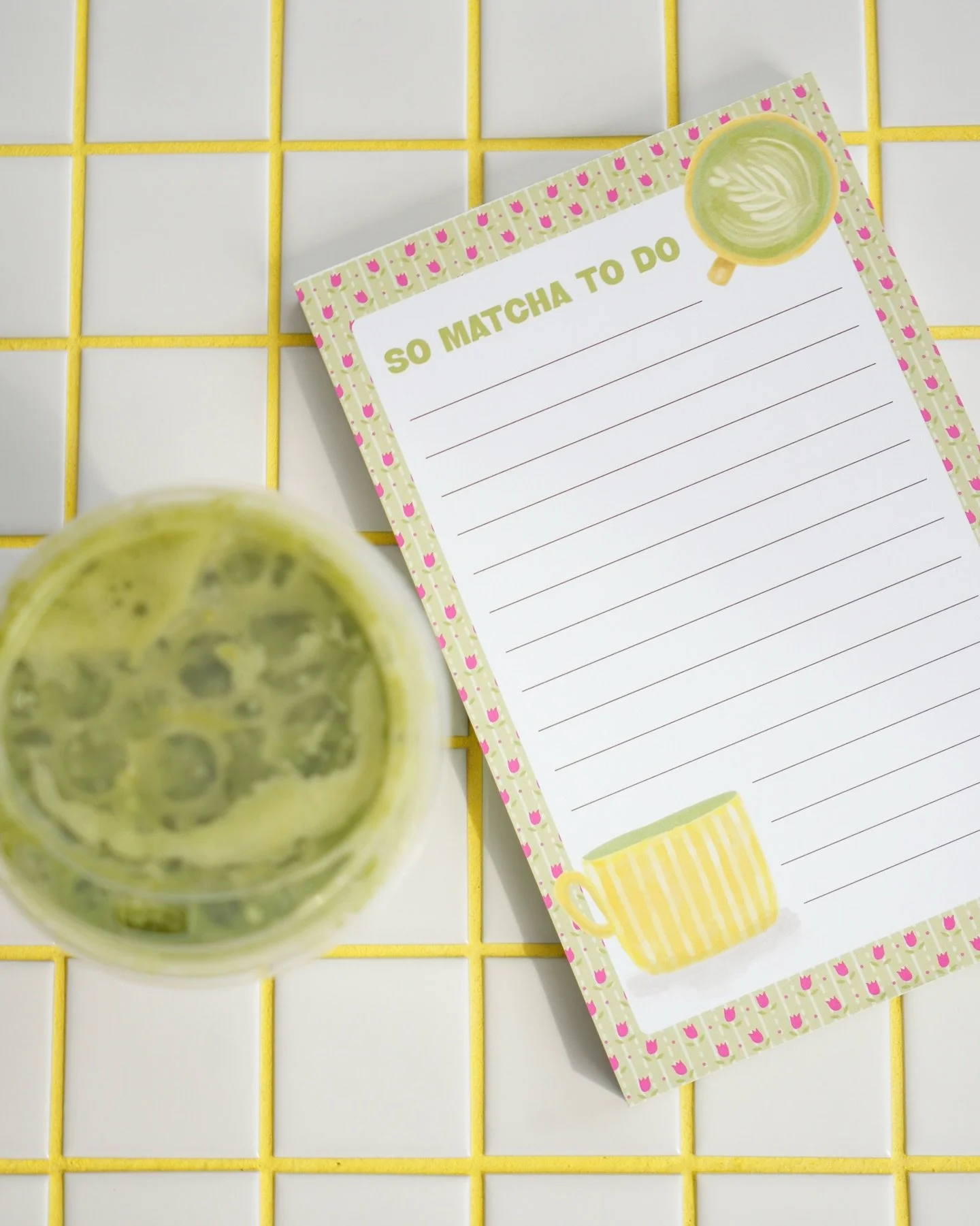 the perfect notepad for #matchalovers 🍵✨ swipe to see some of the matchas I&rsquo;ve enjoyed the last few weeks😋 PS - use code BIRTHDAISY to get 10% off the shop, including this notepad🫶🏻