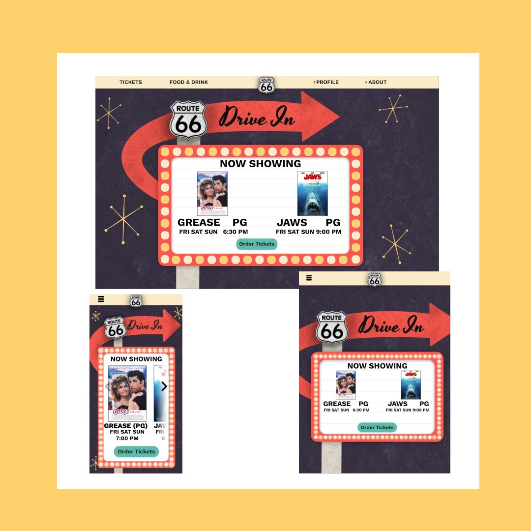 UX Design Lead: new mobile app and responsive website for Route 66 Drive In Theater