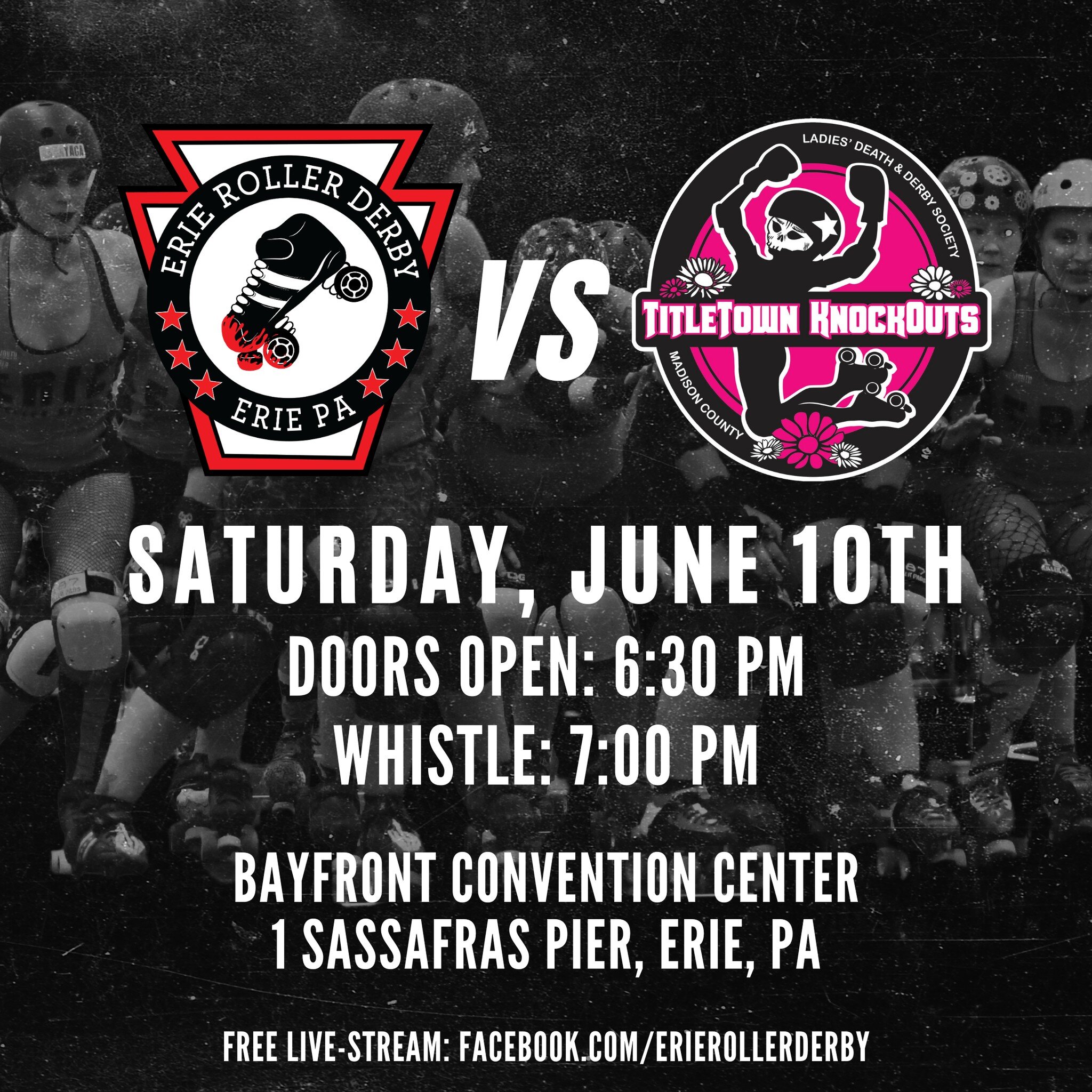 We are thrilled to kick off our 2023 season with Erie Roller Derby All-Stars vs Ladies Death &amp; Derby Society from Madison County New York!

Join us at the Bayfront Convention Center overlooking the beautiful Lake Erie, located at 1 Sassafras Pier