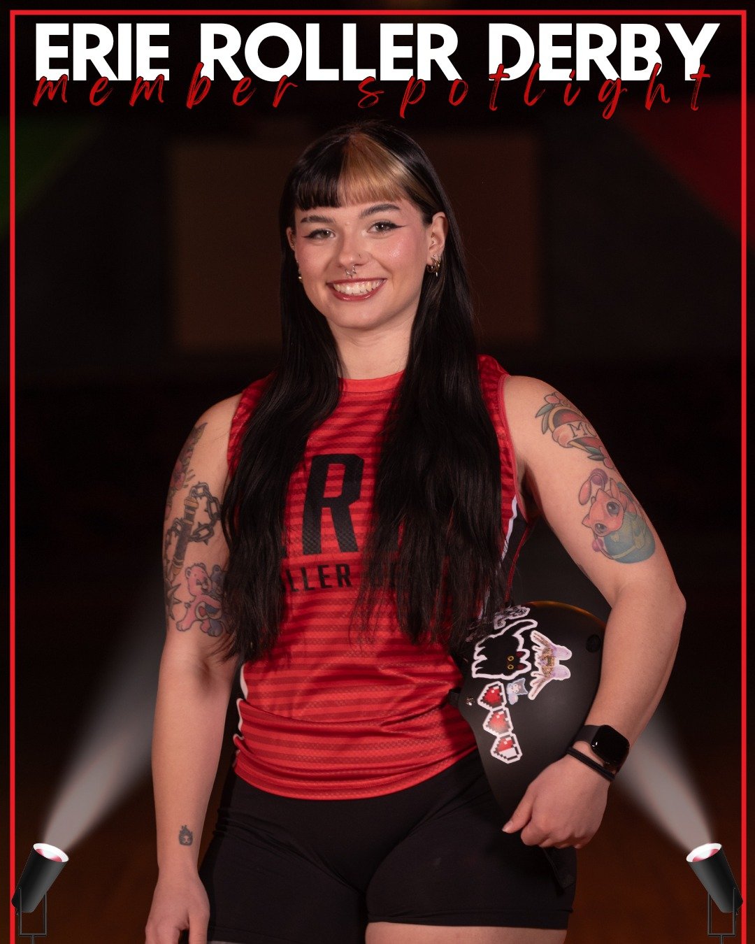 This week, the ERD spotlight is revving up with #22, Diesel! It’s her first season, but she’s not wasting any time! Whether it’s jamming, blocking, or wearing the pivot stripe, Diesel gives it her all. She’s even making her de