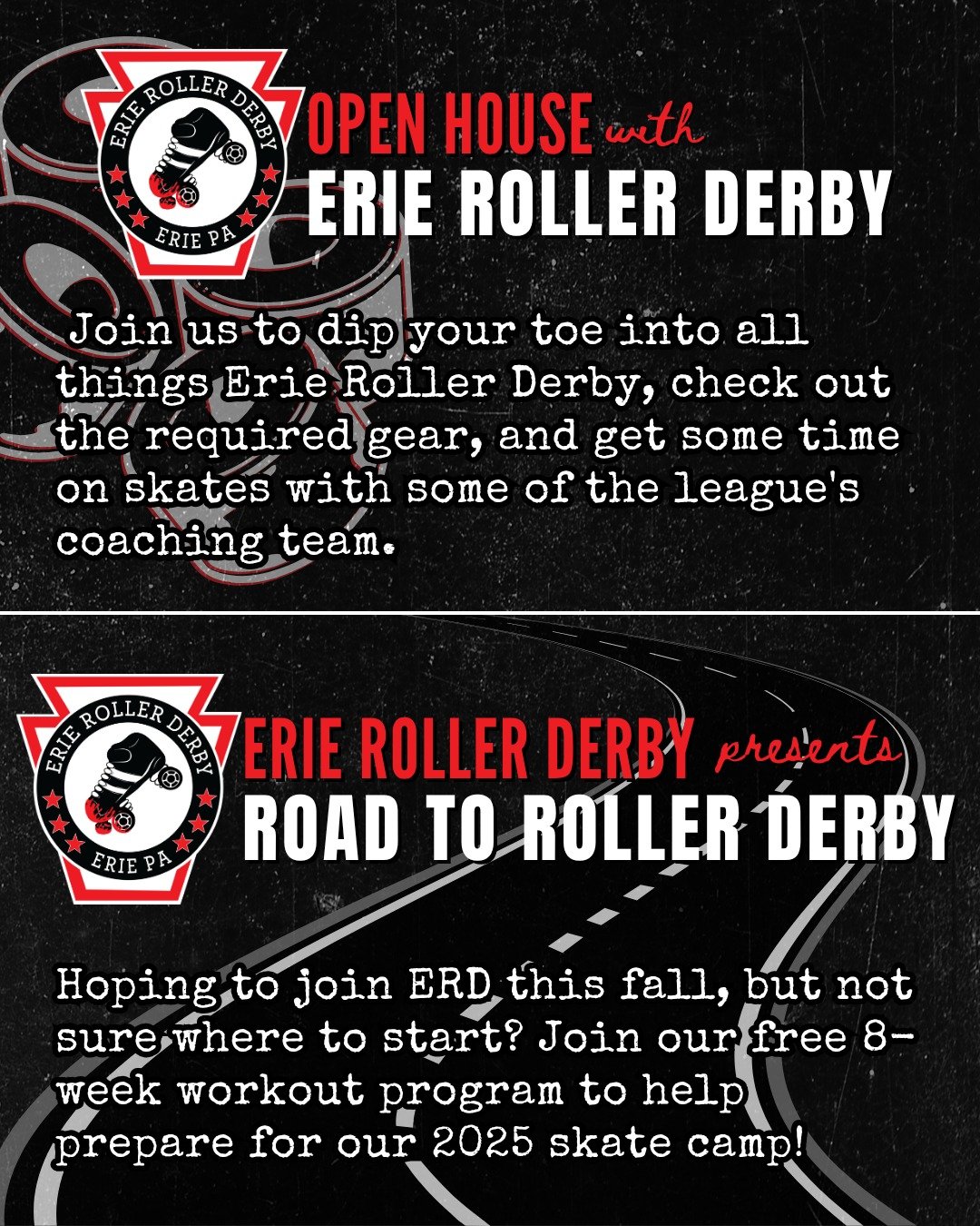 Save the date! We're hosting another open house on Sunday, August 17th. Join us from 9-10 AM to dip your toe into all things Erie Roller Derby, check out the required gear, and get some time on skates with some of the league's coaching team. Find eve