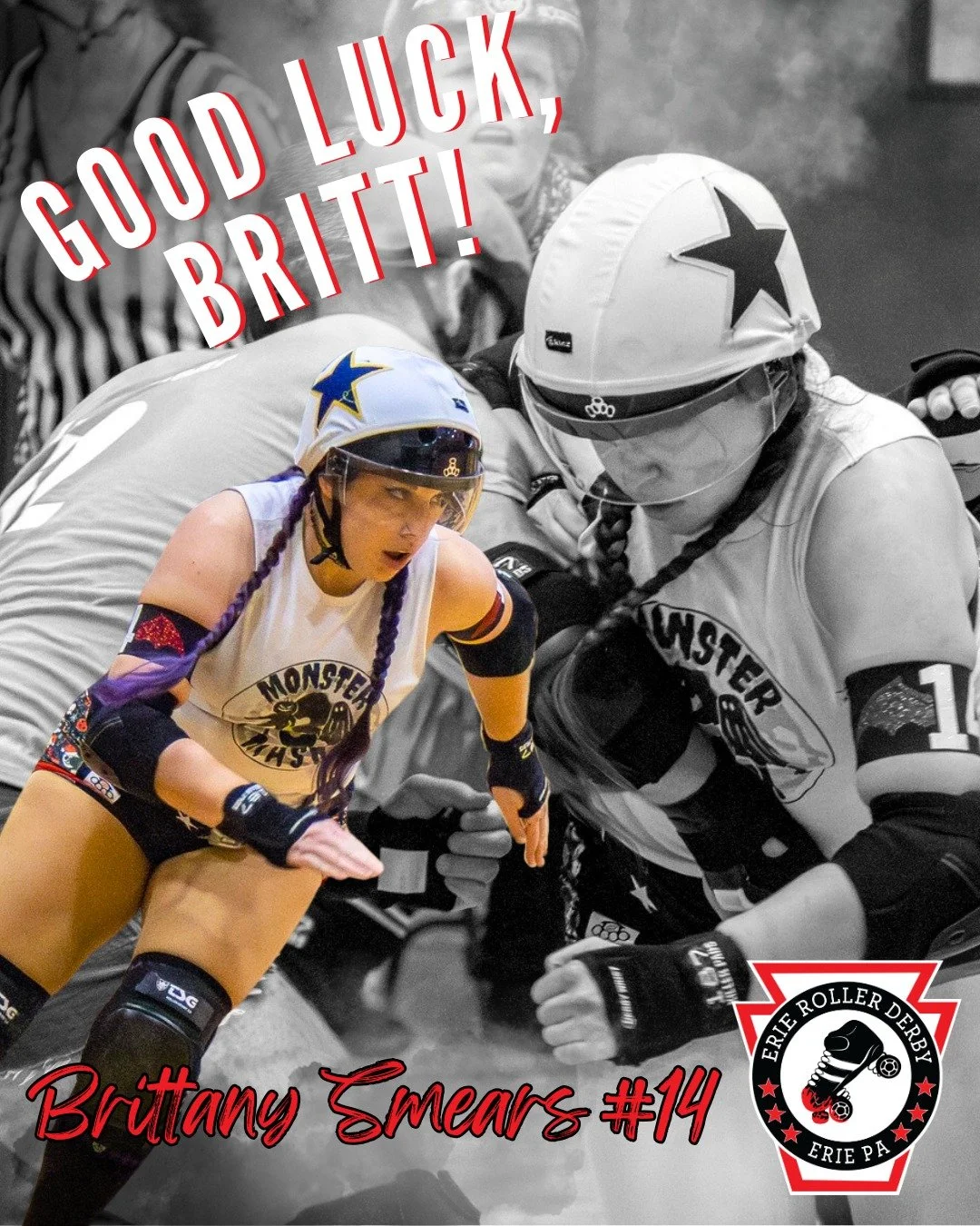 We're wishing our own Brittany Smears luck at the @yallstarstournament this weekend! You can catch her on the track with both @teamnewyorkrd and in the Mardi Brawl mixer. Make sure you wish her good luck in the comments below!

#erd #erierollerderby 