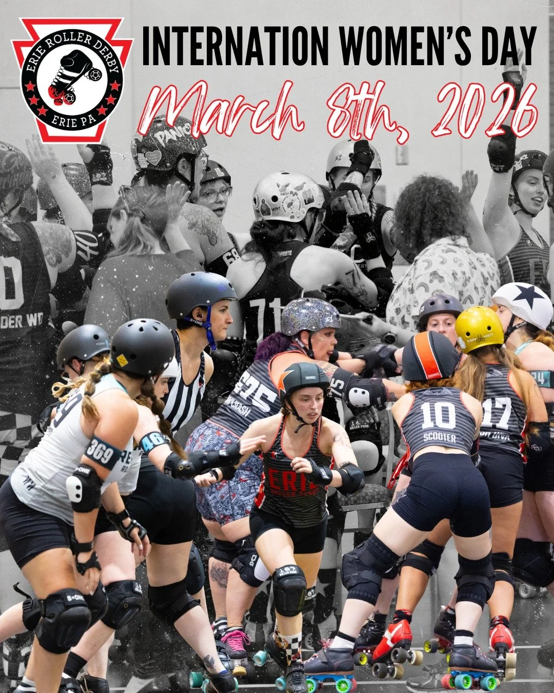 Erie Roller Derby has the privilege to highlight the ferocity, sportspersonship, and community that make women's sports incredible! We're so thankful for the hard work from women past, present, and future who make our league the force that it is. Hap