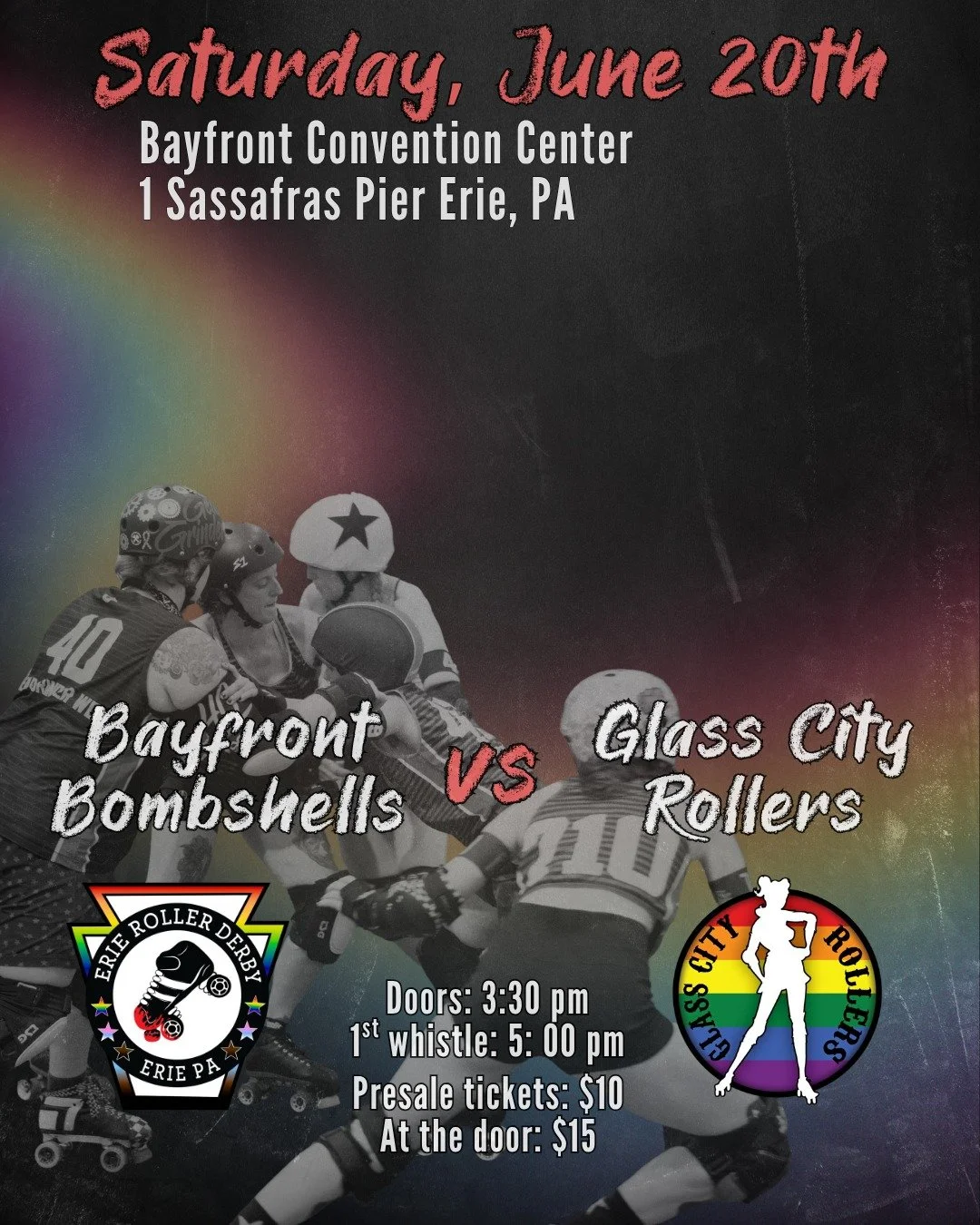 We can't wait to see our fans on our home turf, but the wait is worth it! Not only is our home opener our annual Pride bout, but it's smack dab in the middle of Erie's Pride season!

We're spending the day helping to educate officials. But after that