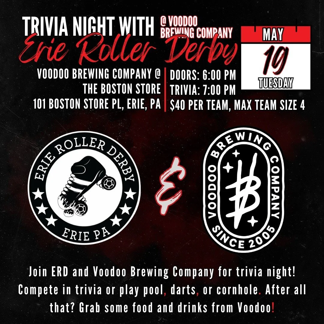 📣There's less than a month until our trivia night at @voodooerie !! 

We're hosting 30 teams of four(4) to compete in trivia across a variety of categories. In addition to prizes for 1st and 2nd place, enter to win raffles baskets and a 50/50!

Triv