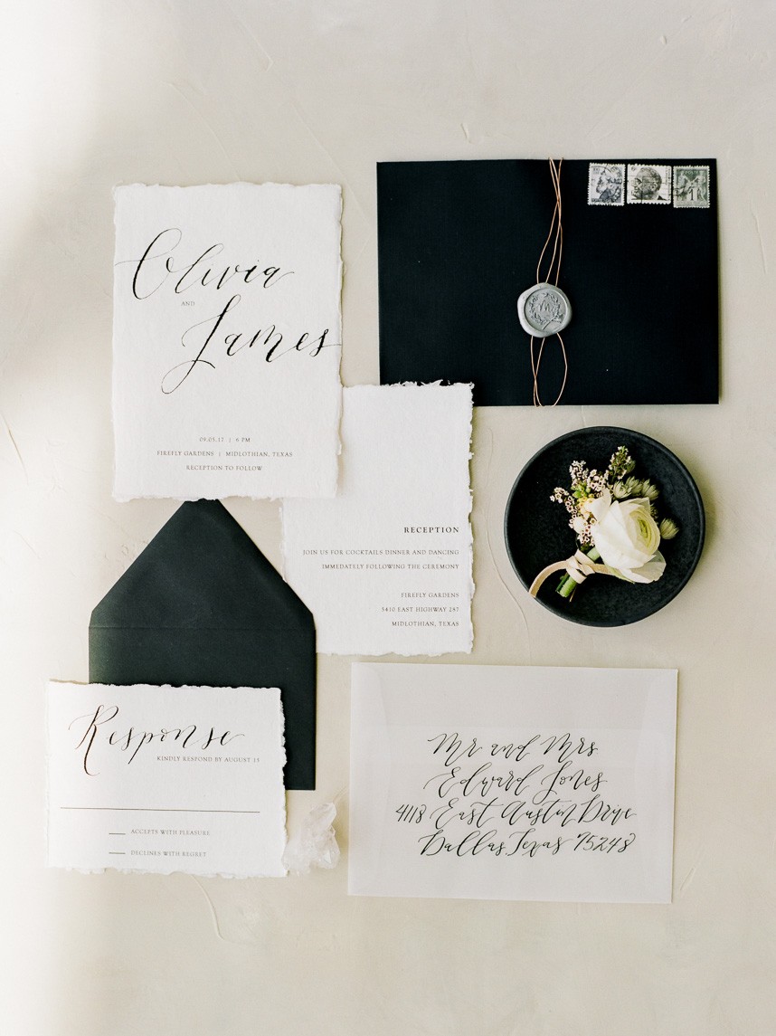 Luxe Black & White Wedding Invitations