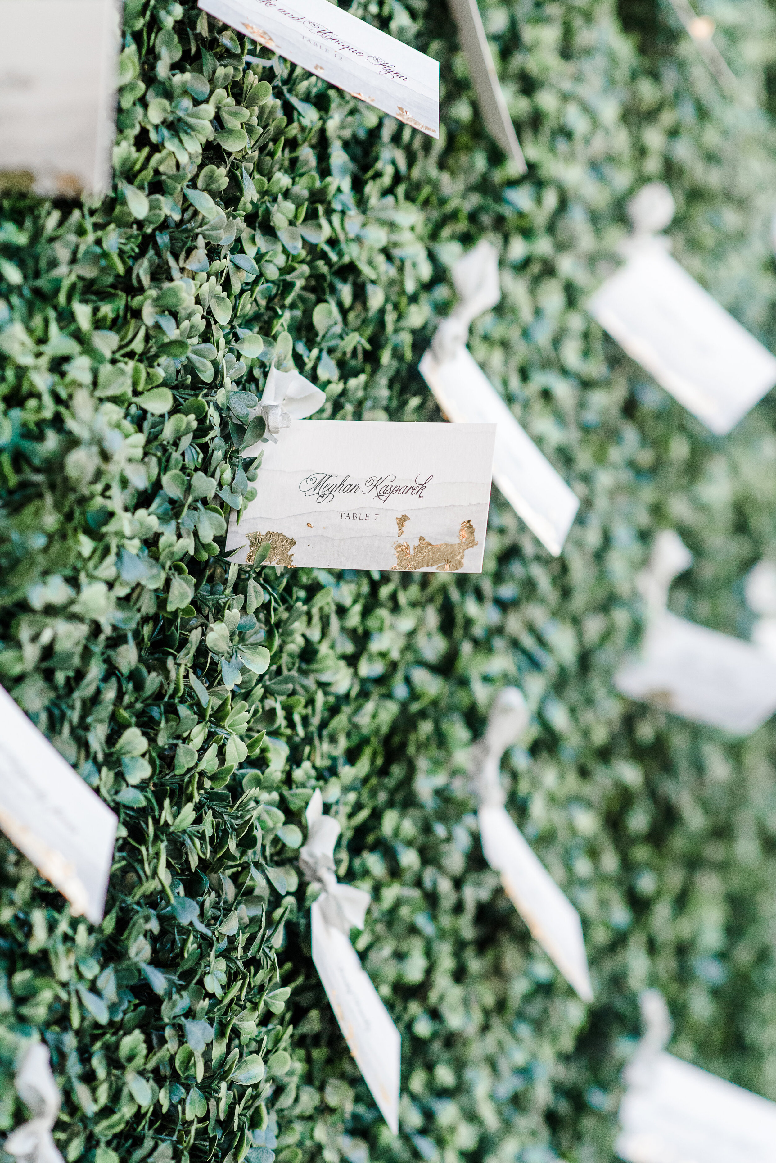 gold leaf and watercolor wedding escort cards - pink champagne paper