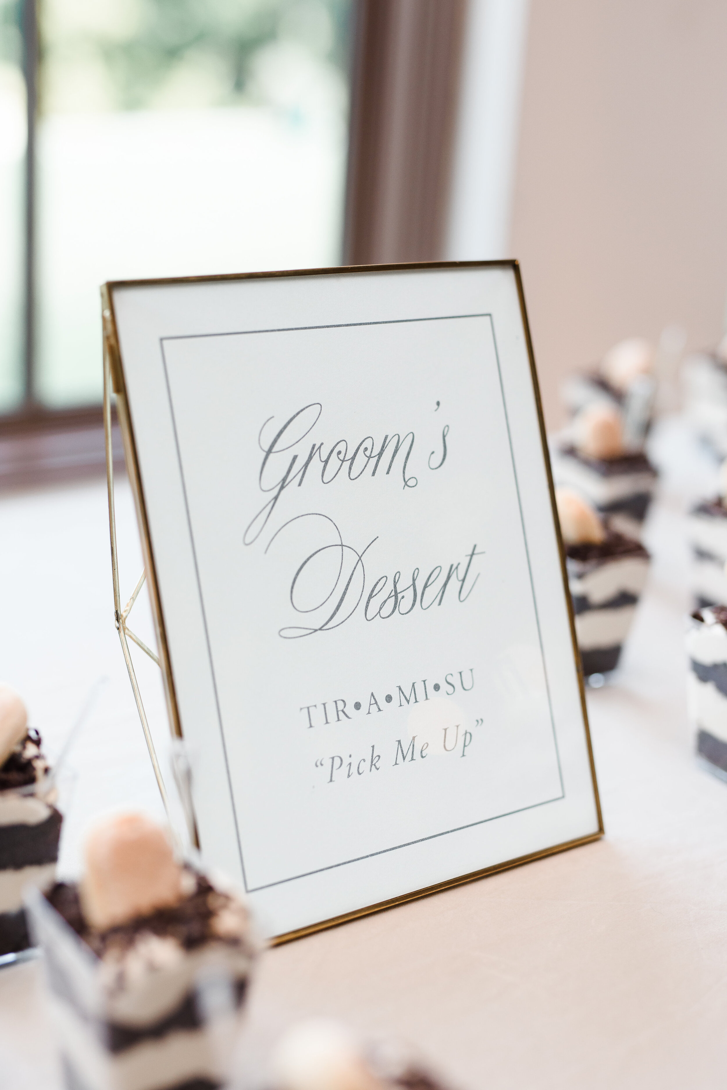 custom dessert signage display - pink champagne paper