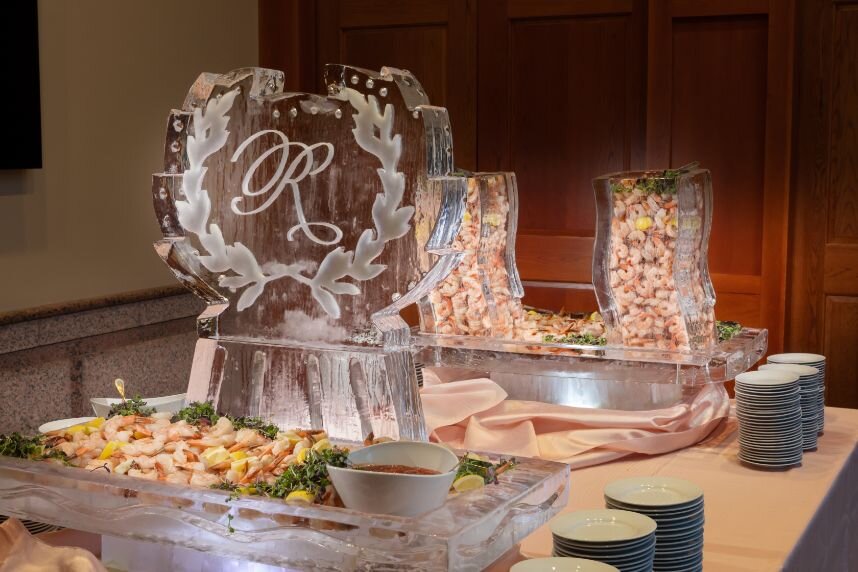 pink champagne design custom monogram ice sculpture.jpg