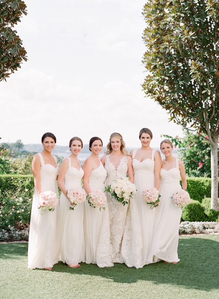 neutral bridesmaids dress austin wedding with pink champagne designs.jpg