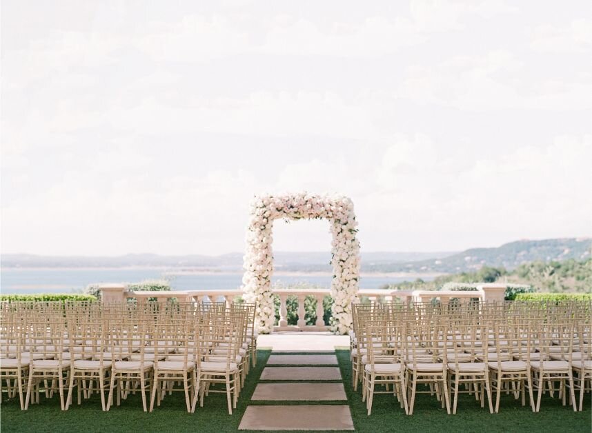 outdoor wedding ceremony with pink champagne designs.jpg