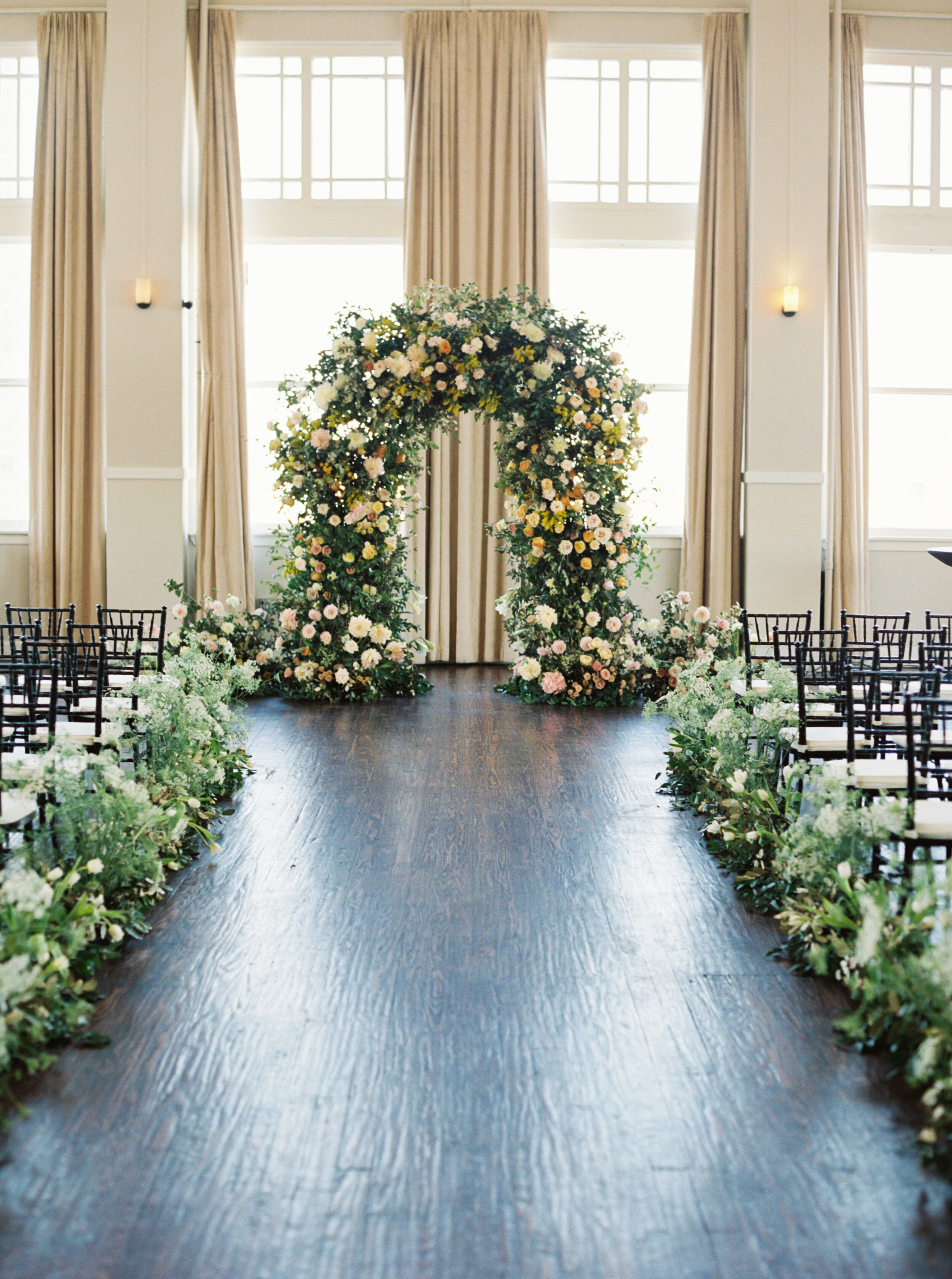 wedding ceremony floral arch pink champagne designs .jpg