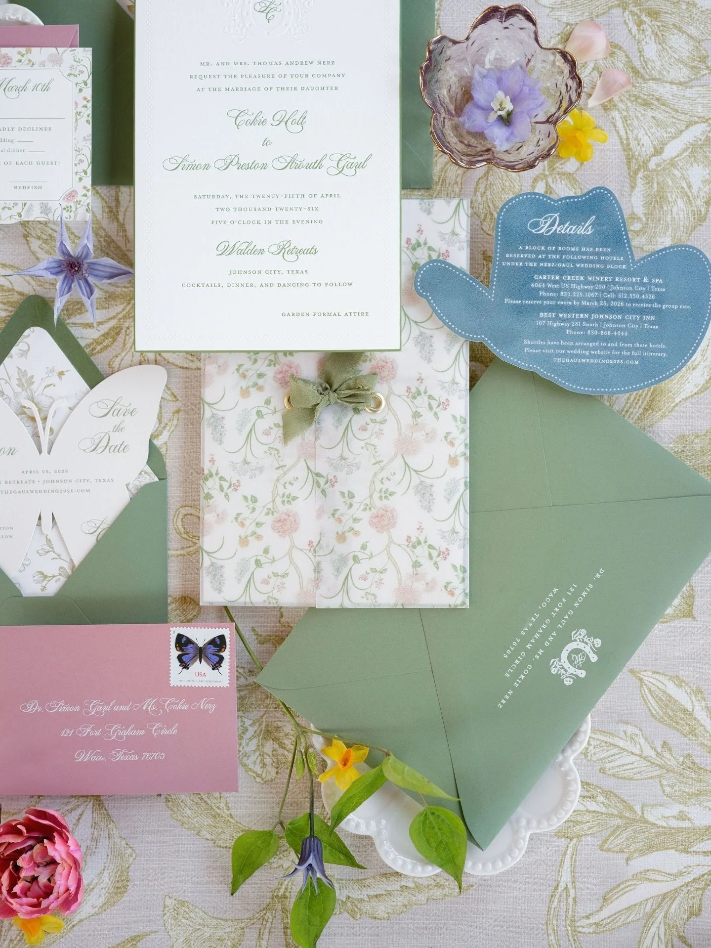 A forever favorite. 🌷 Makes us beyond happy to create dream invitations for the new Mr. and Mrs. Gaul! 🦋 @bettsandcoevents @sarahtribettphoto