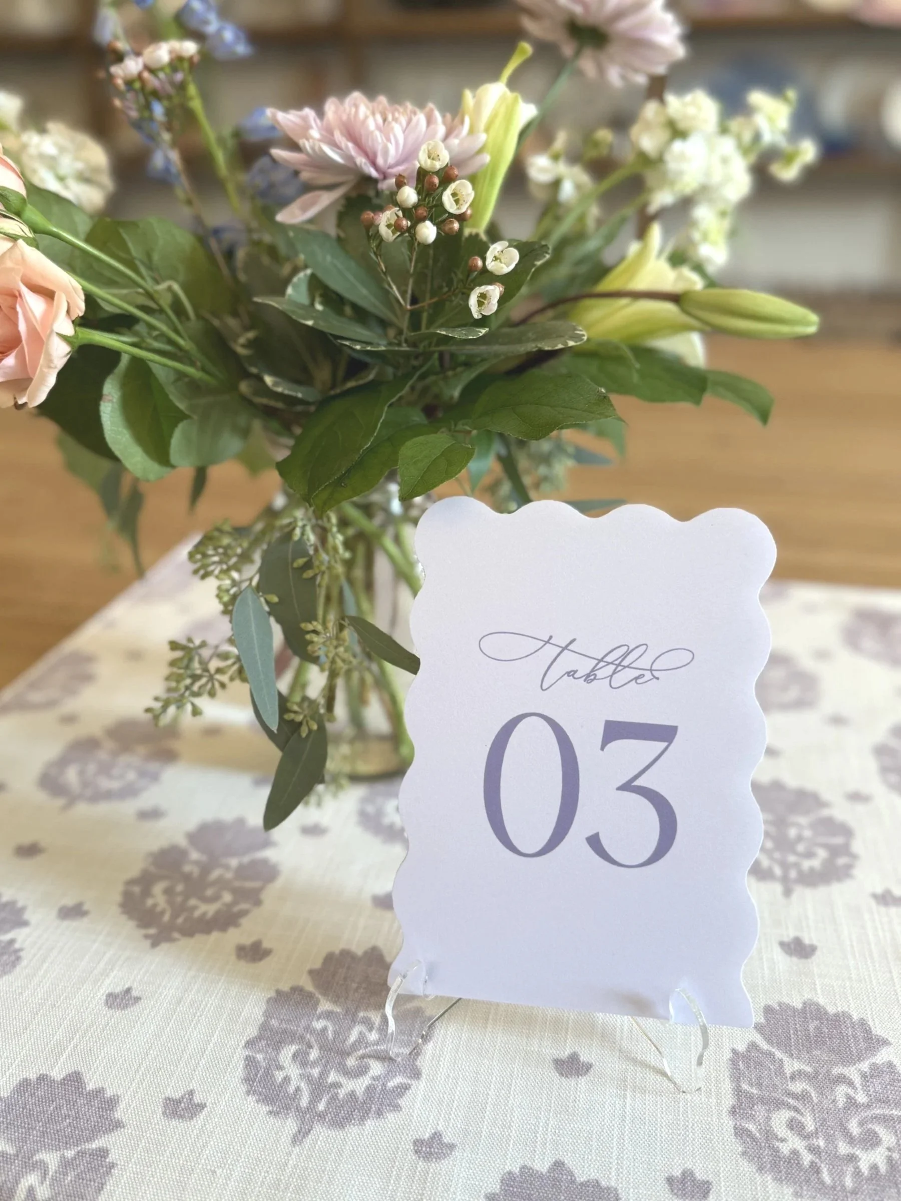 Light Purple Wave Table Numbers