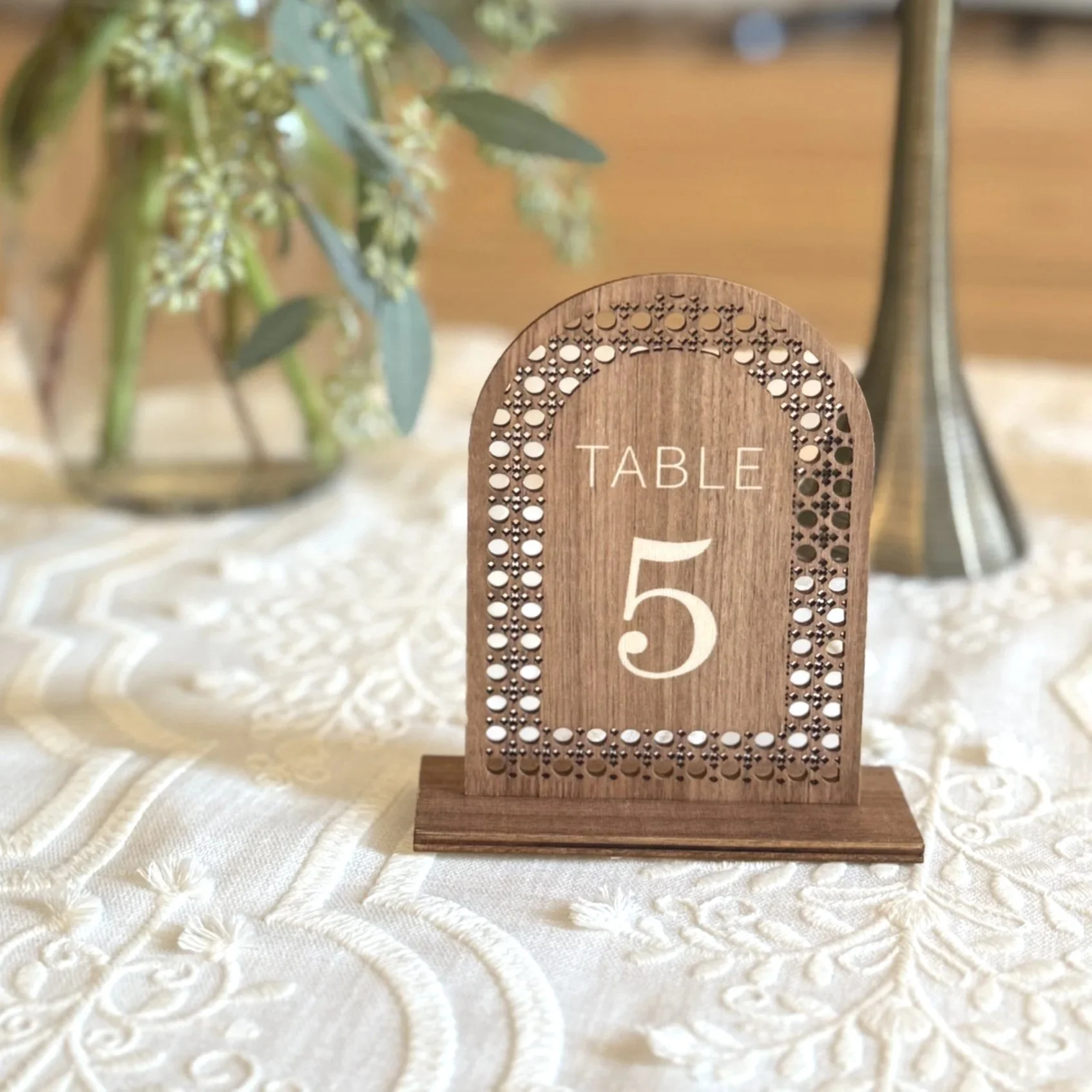 Wood Die Cut Table Numbers w/ stands