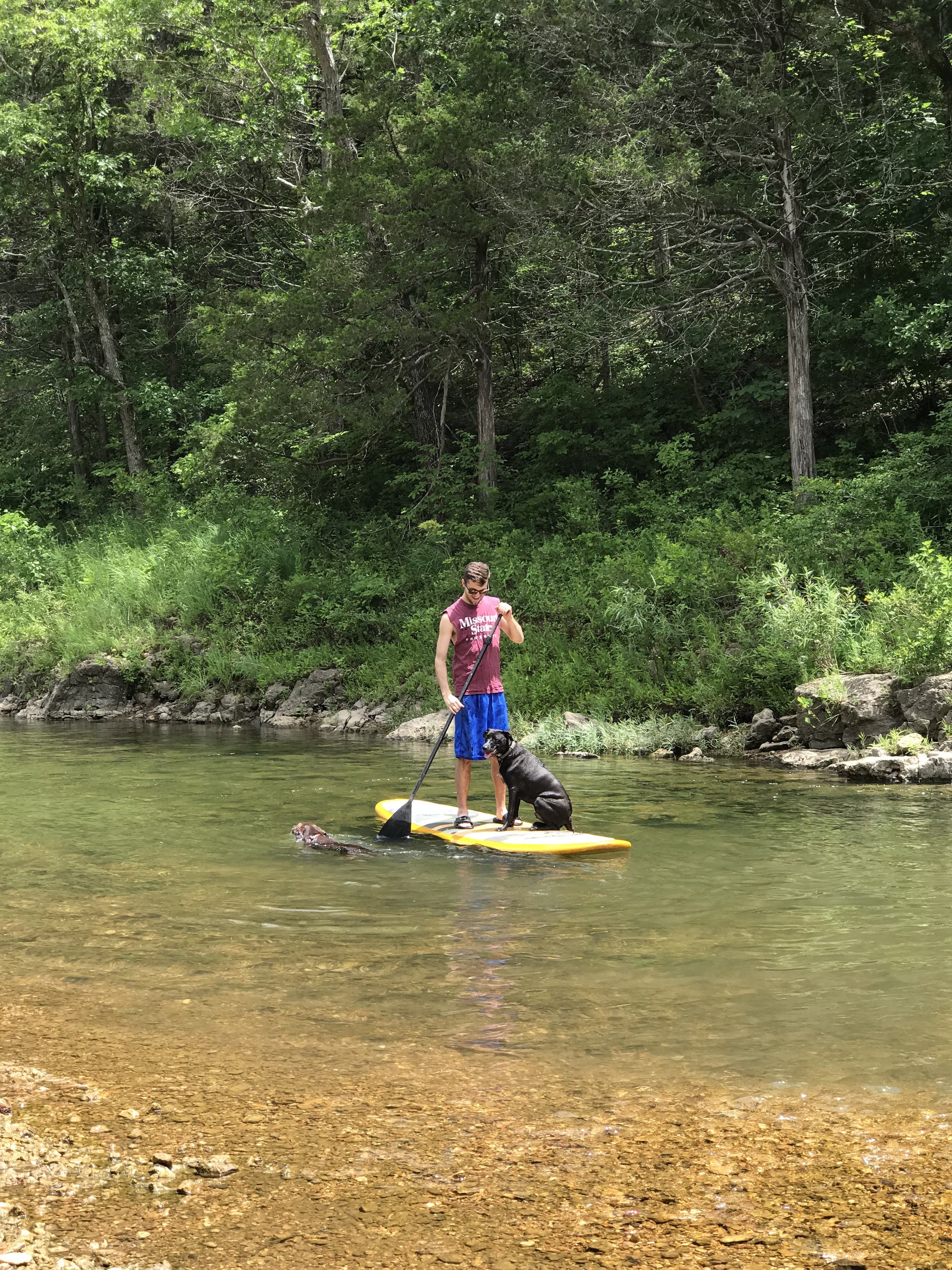 Paddle boarding on the Huzzah Creek