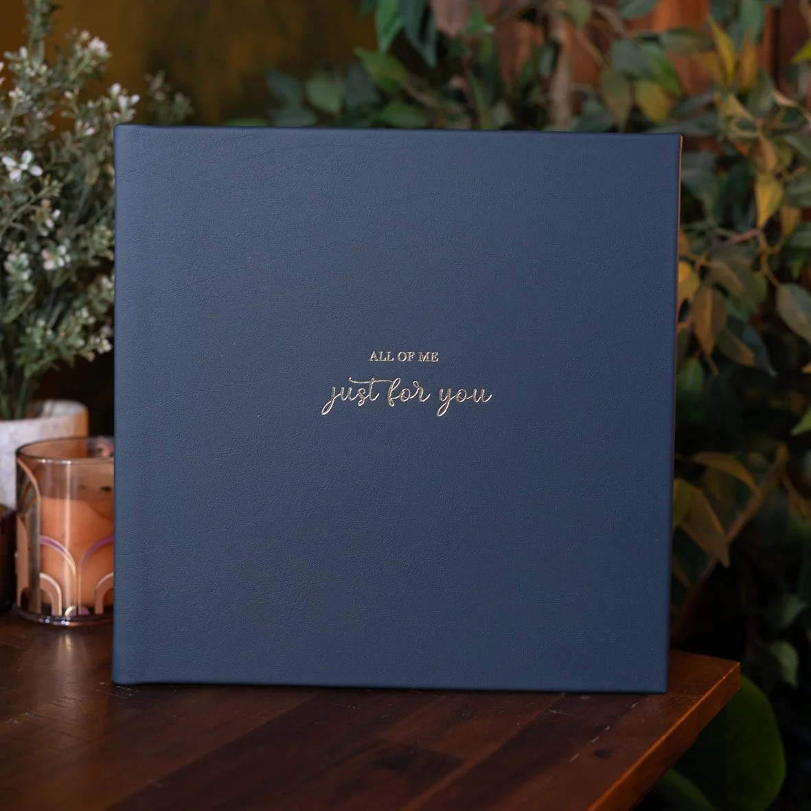 Luxury handcrafted navy leather boudoir album