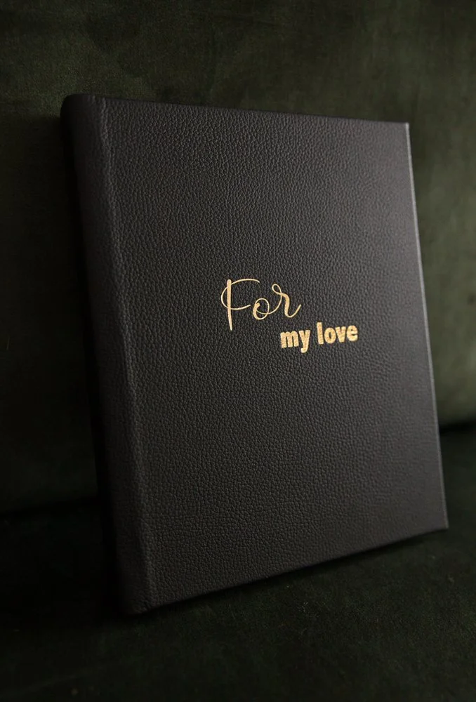 Luxury black leather bridal boudoir album