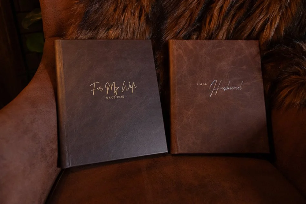 Rustic brown leather boudoir photo album